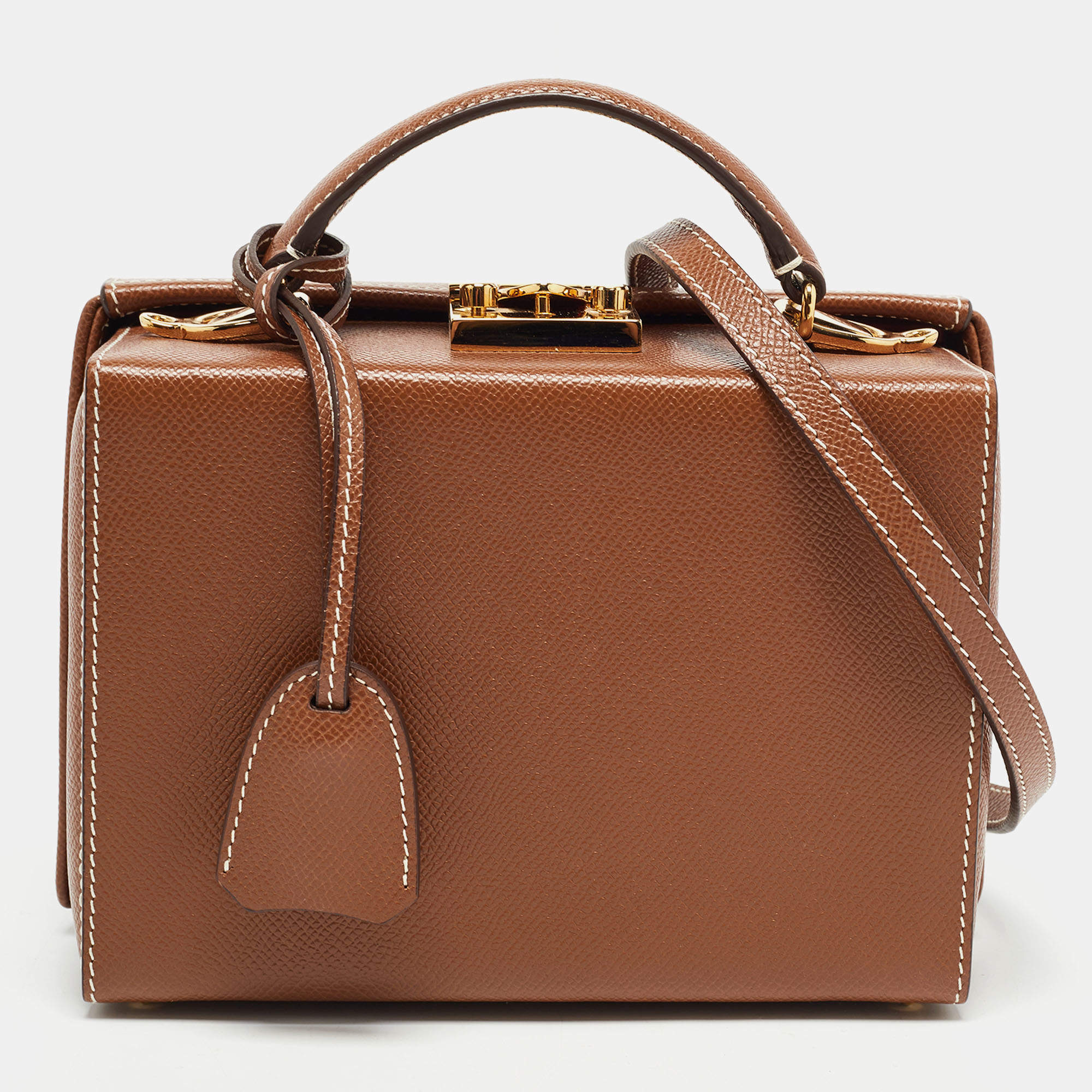 Mark Cross Brown Leather Grace Box Bag 