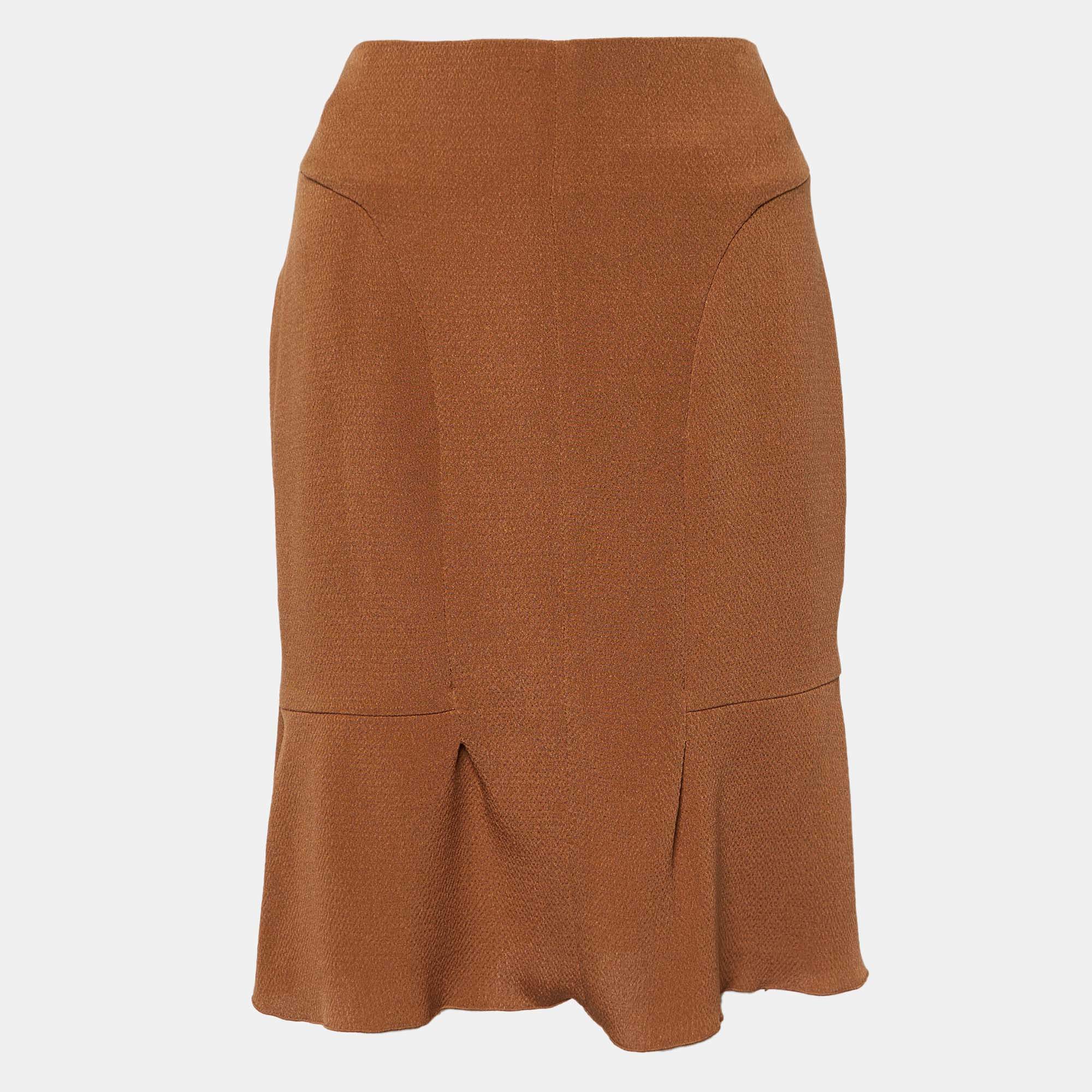 Marni Brown Crepe Double Silk Mini Skirt S