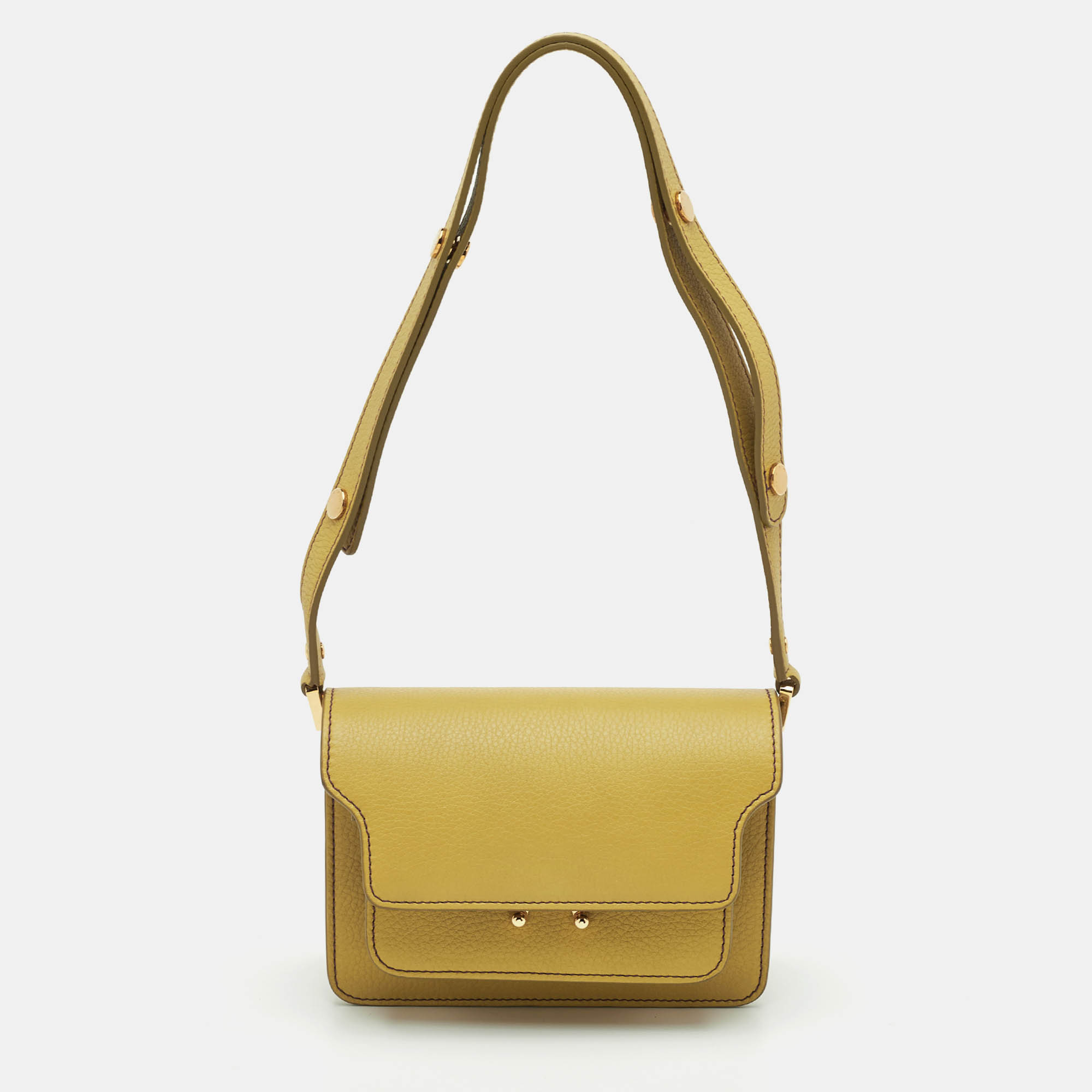 Pre Owned Marni Trunk Mustard Leather Shoulder Bag