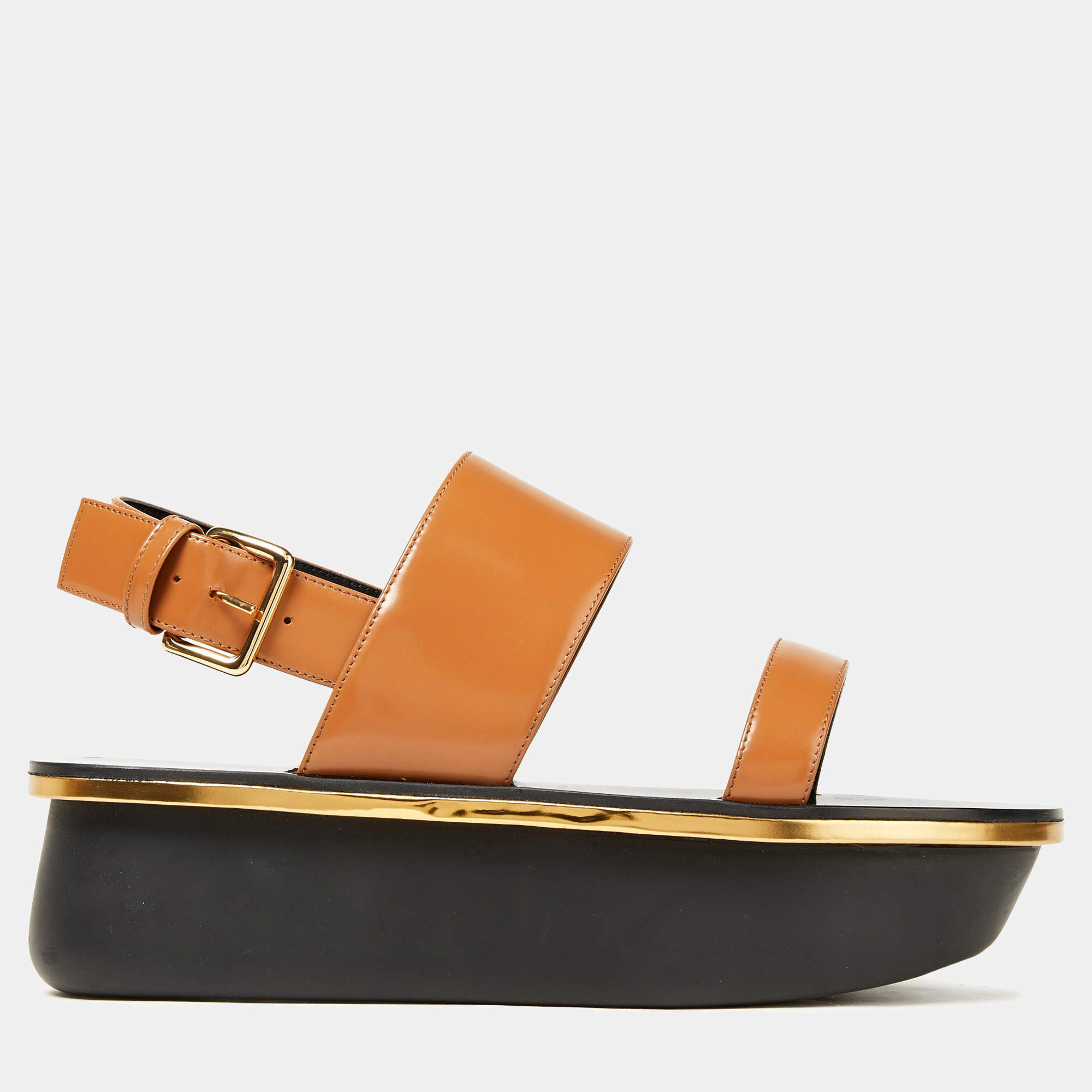 Pre Owned Marni Leather Ankle Strap Sandals Size 38