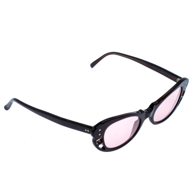 Pre Owned Marni Dark Brown/Pink MA 107S Butterfly Sunglasses