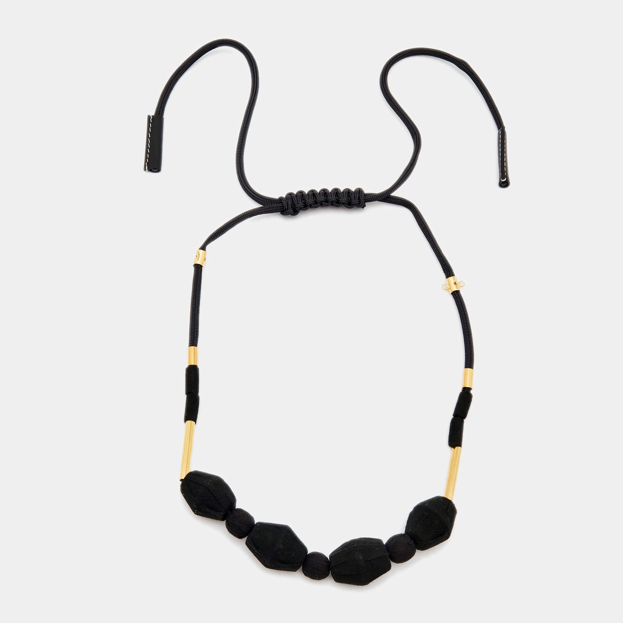 Marni Fabric Leather Gold Tone Necklace