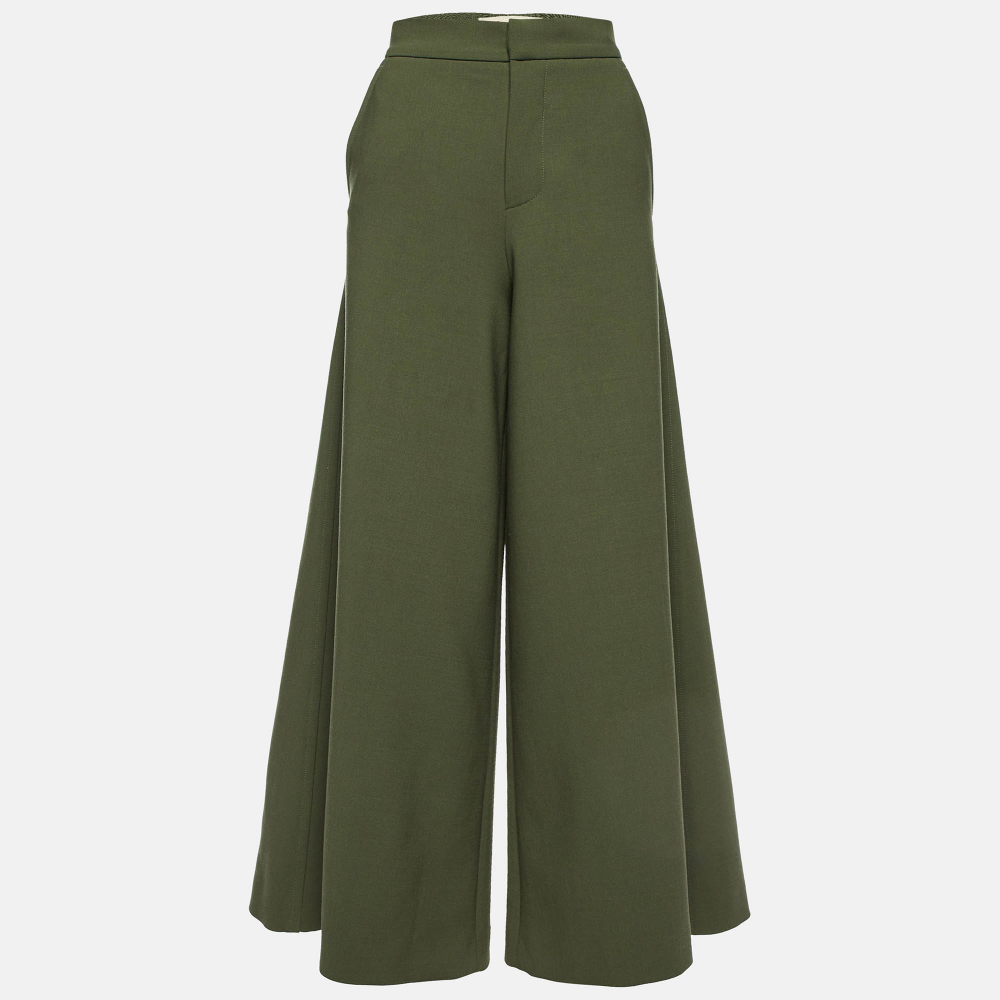 Marni Green Wool Wide Legs Culotte Pants XS