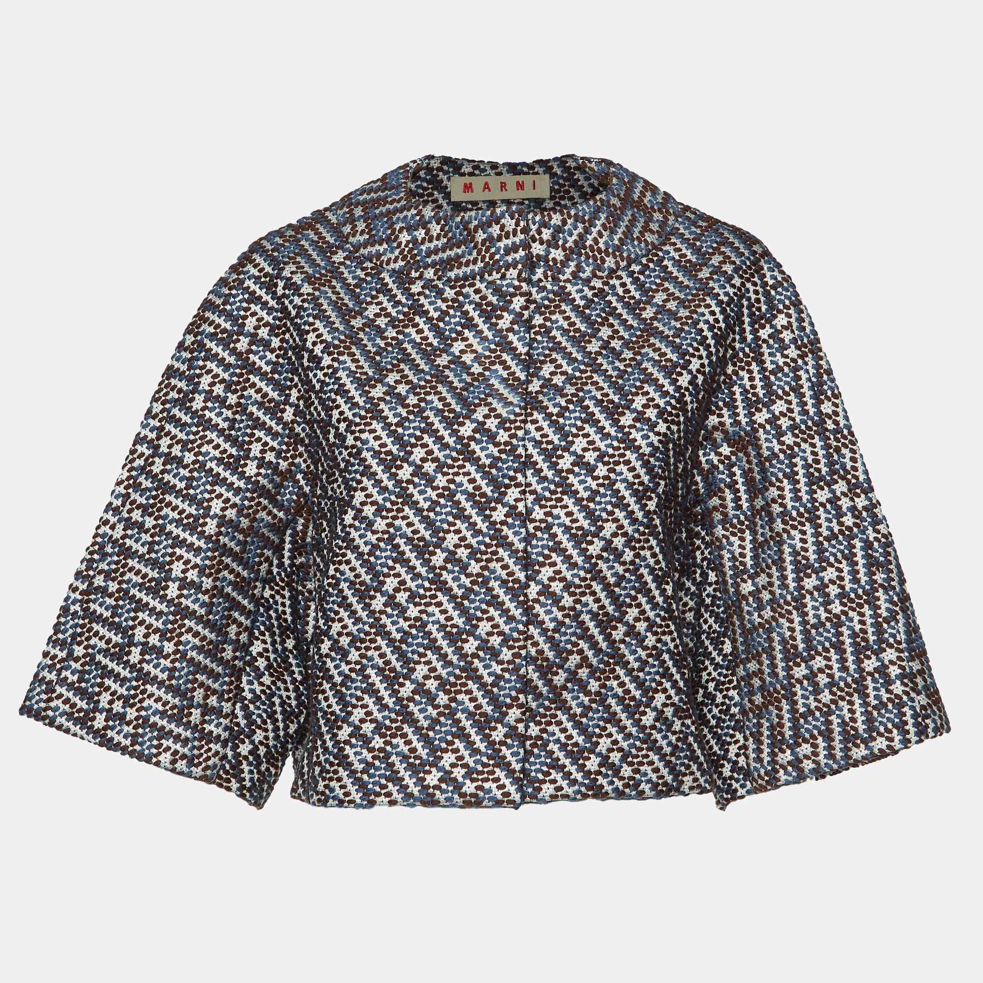 Marni Blue/Brown Lurex Tweed Jacket S