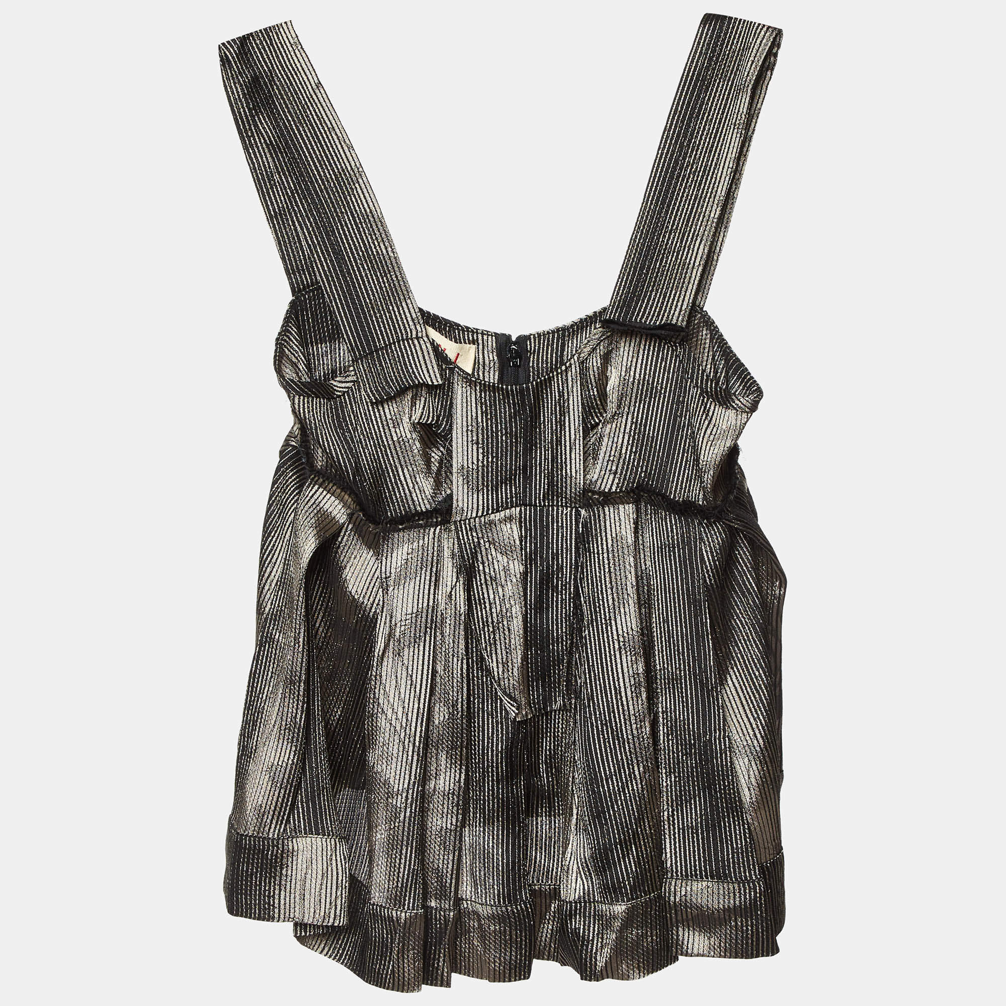 Marni Metallic Stripe Lurex Silk Blend Trapeze Top S