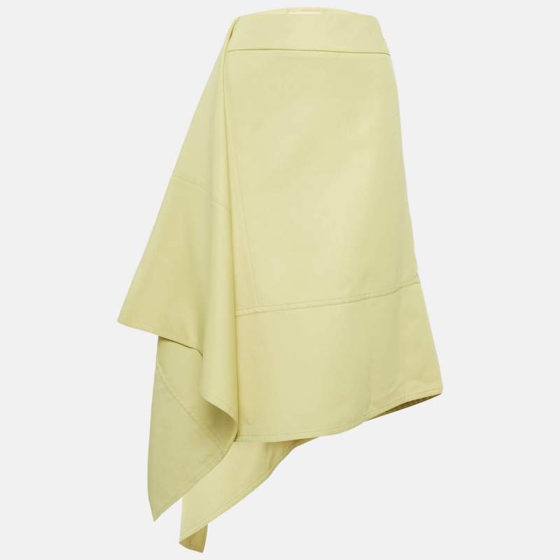 Marni Green Gabardine Asymmetric Midi Skirt M