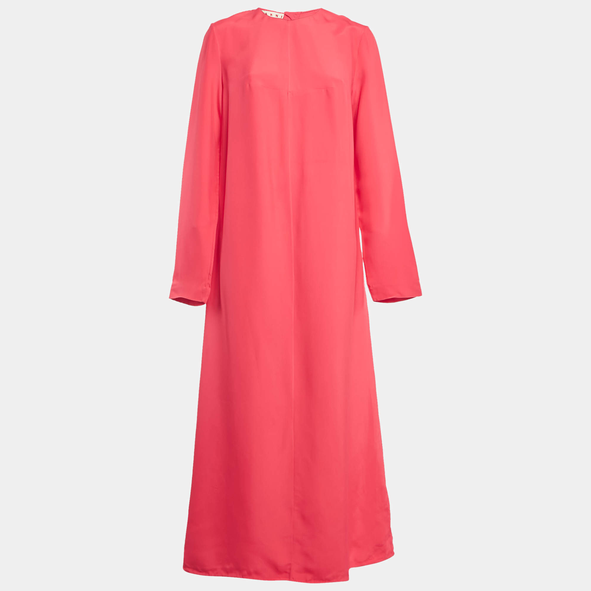 Marni Red Crepe Long Sleeve Maxi Dress L
