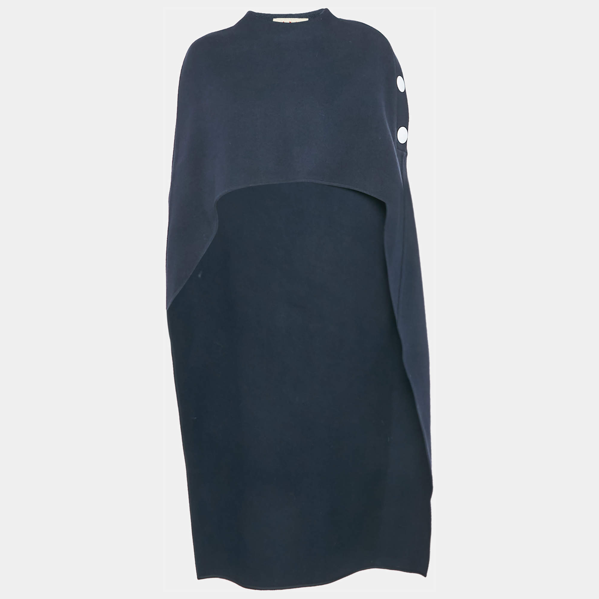 Marni Navy Blue Wool Long Cape M