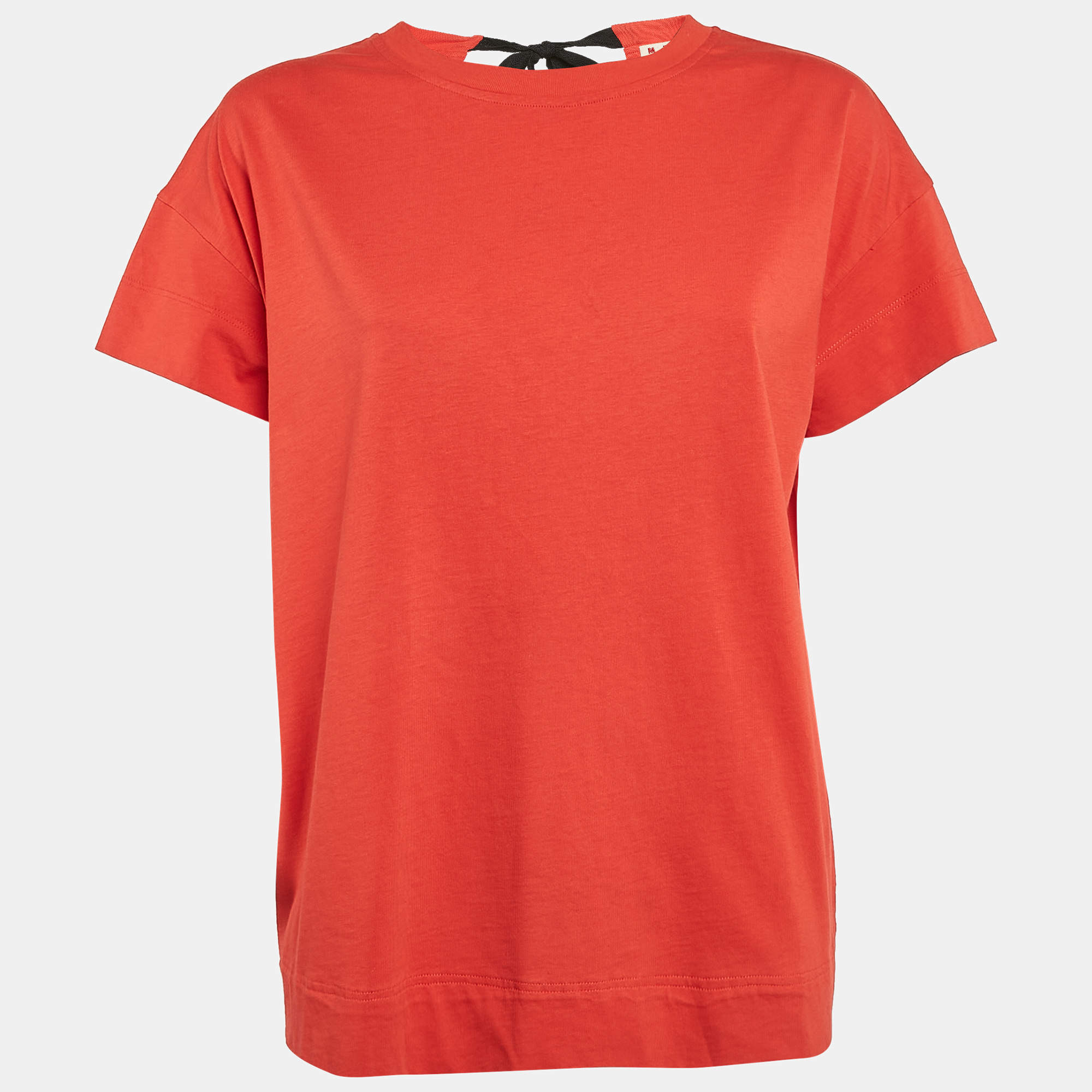 Marni Orange Jersey Back Tie-Up Detail Top S