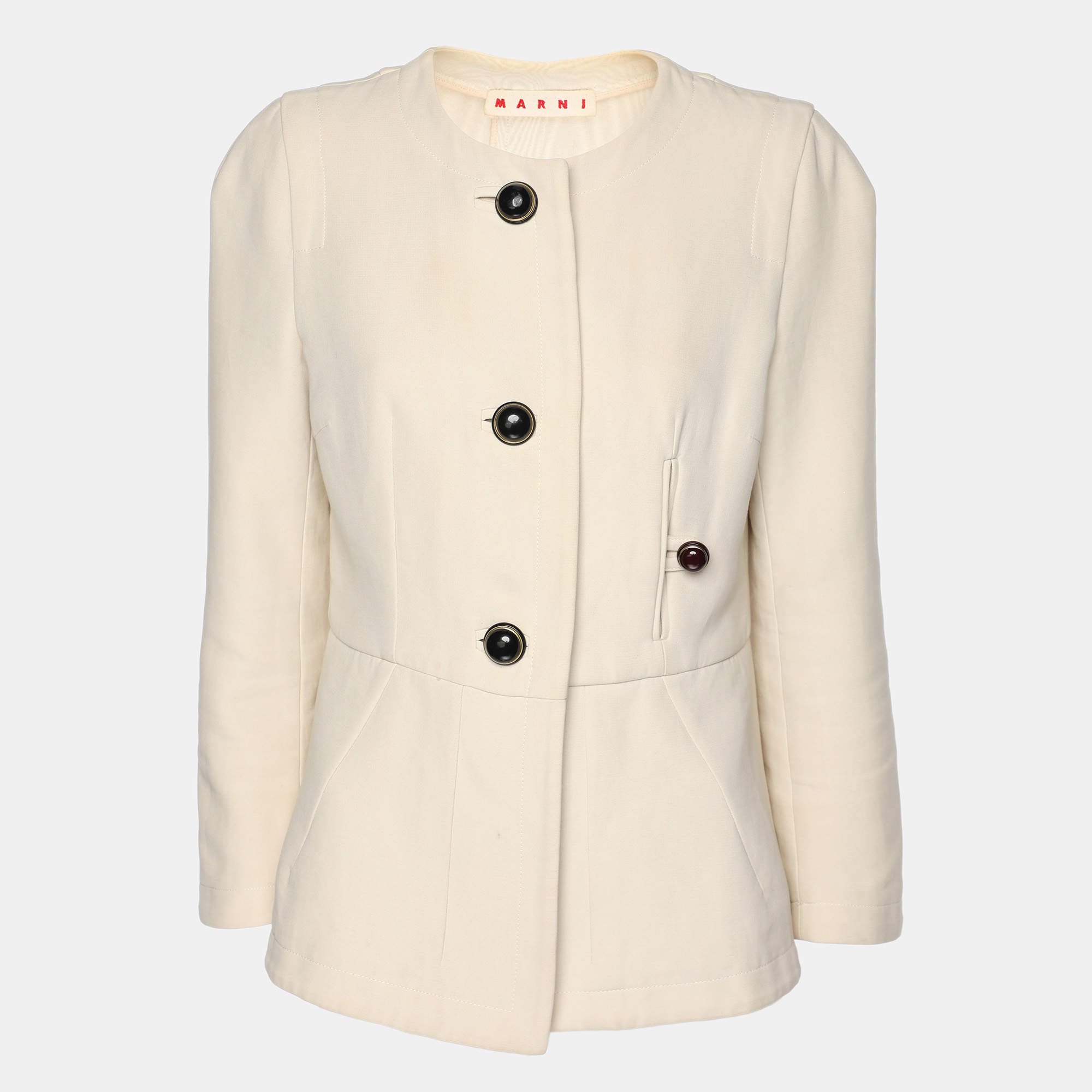 Marni Cream Cotton Button Front Jacket M