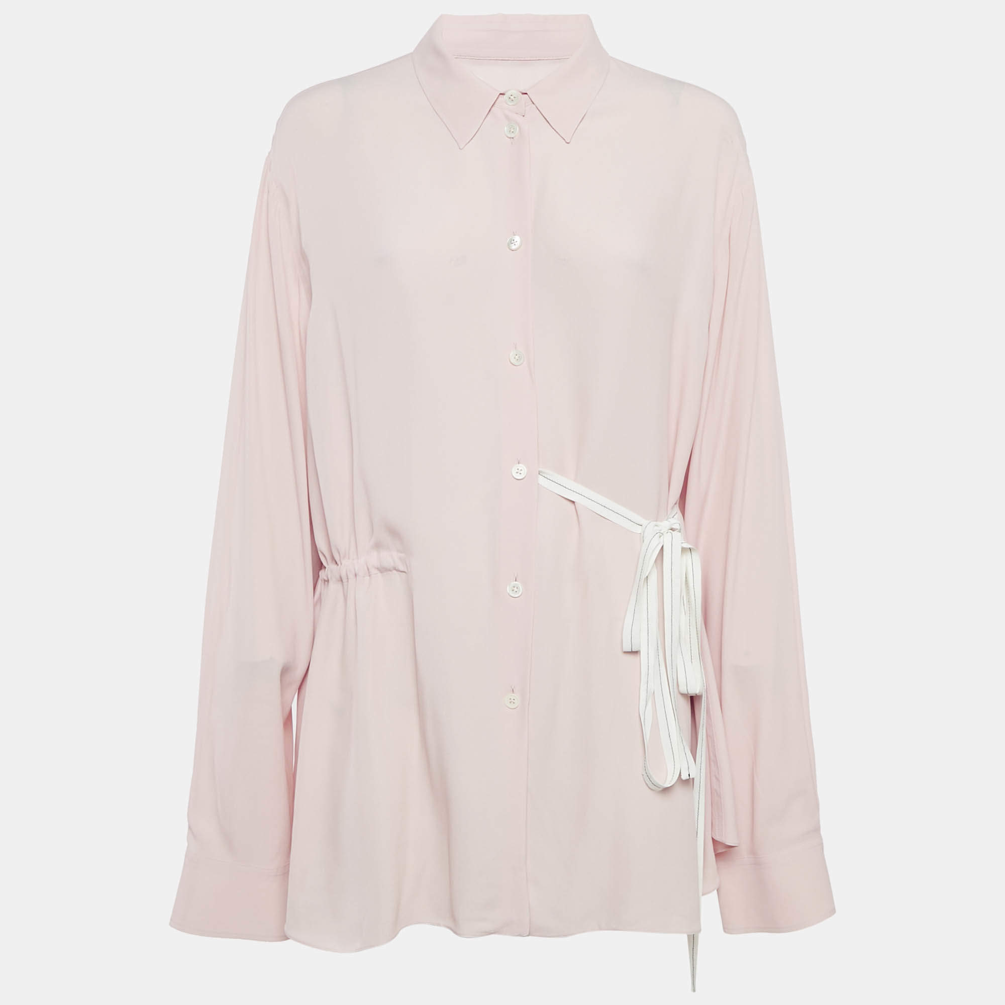 Marni Pink Crepe Button Front Long Shirt M