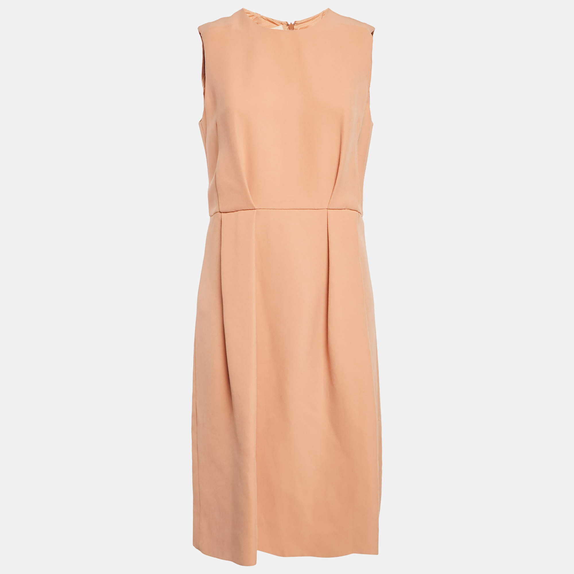 Marni Orange Crepe Pleated Sleeveless Short Dress M