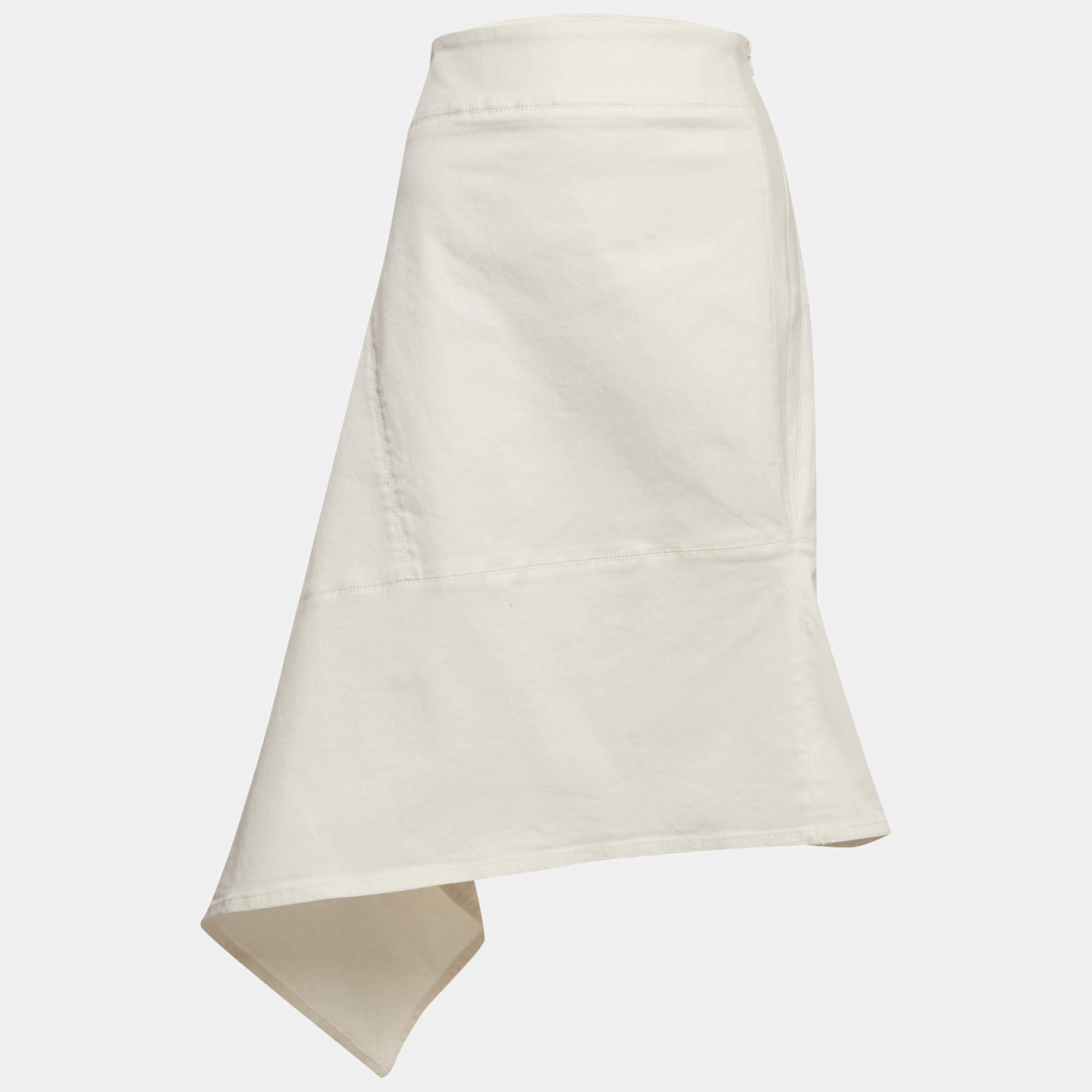 Marni White Denim Asymmetric Skirt XL