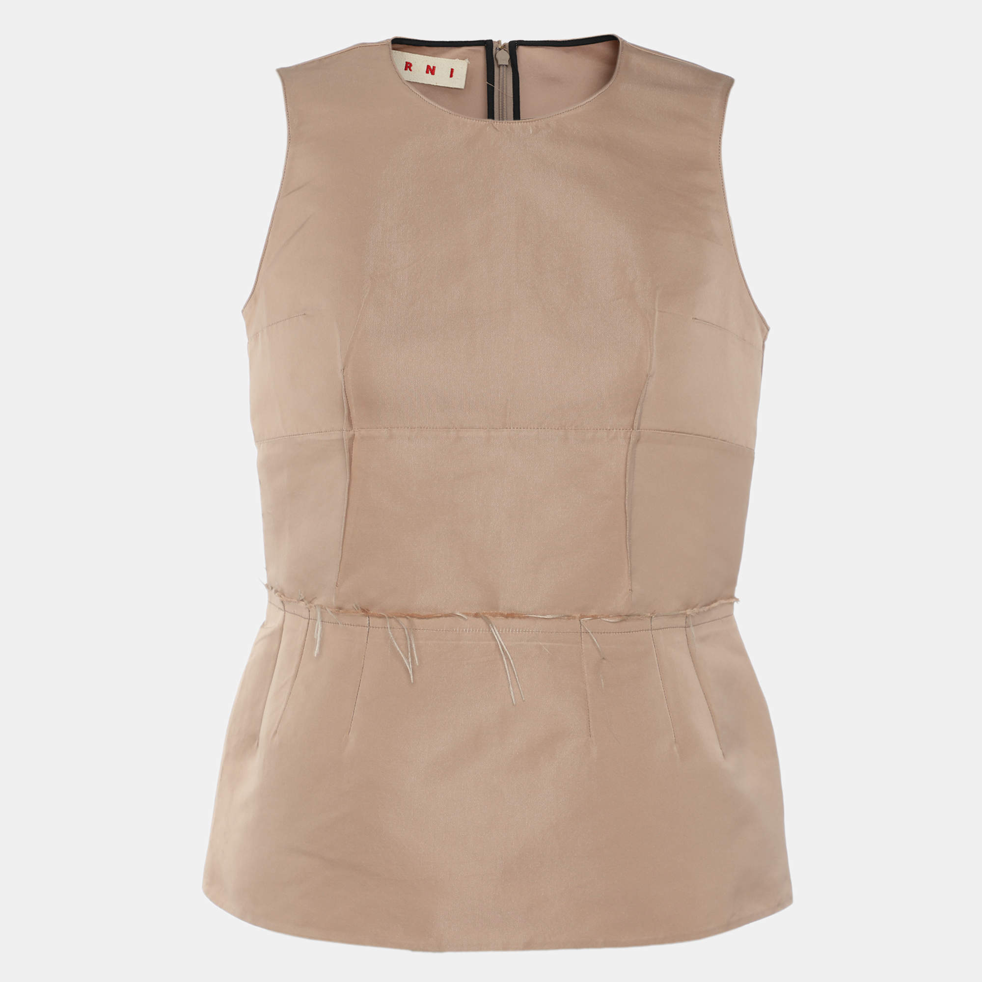 Marni Beige Satin Sleeveless Top S