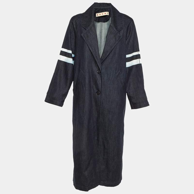 Pre Owned Marni Dark Blue Denim Button Front Long Coat S