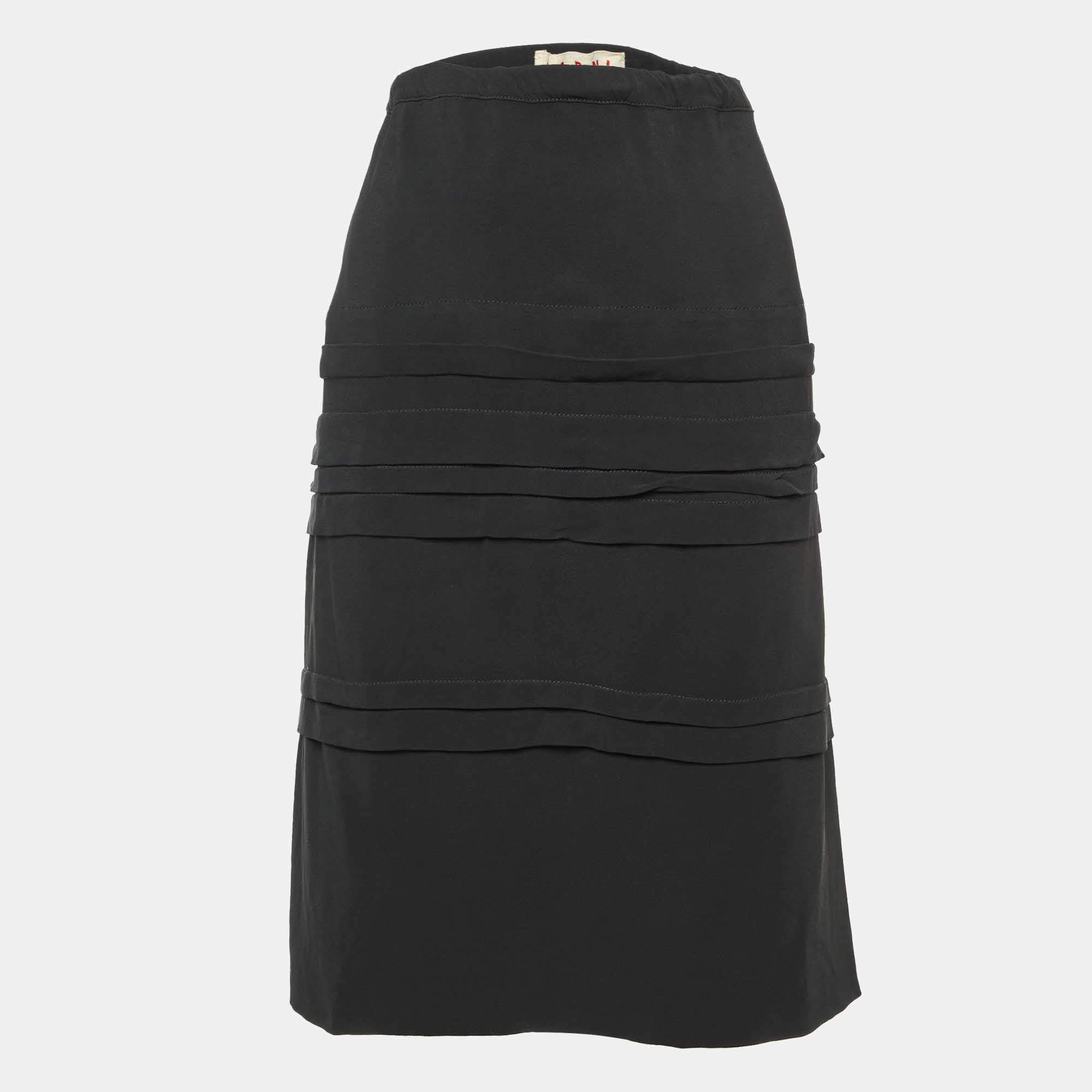 Pre Owned Marni Black Crepe Knee Length Skirt L