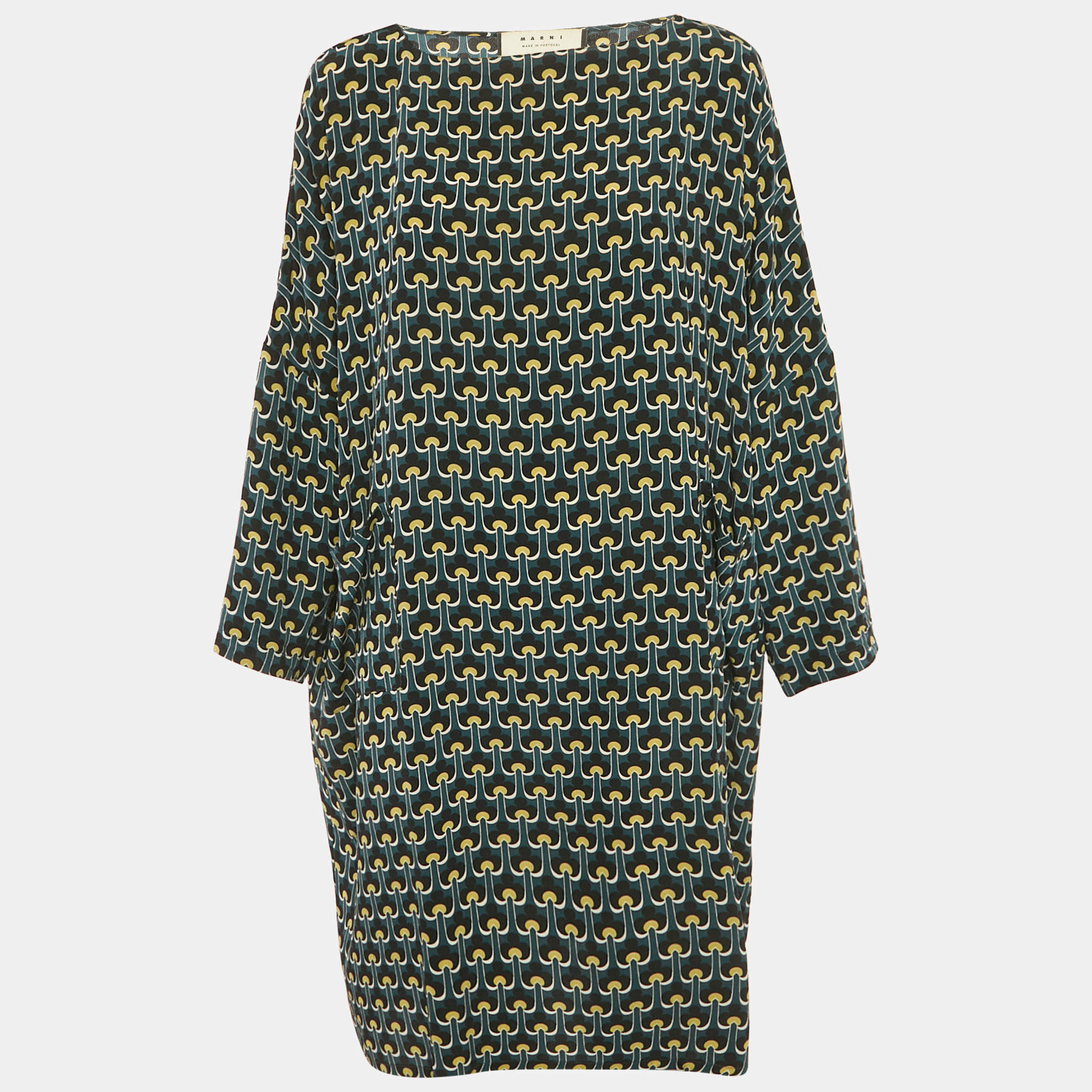 Pre Owned Marni Multicolor Printed Silk Loose Fit Short Dress M