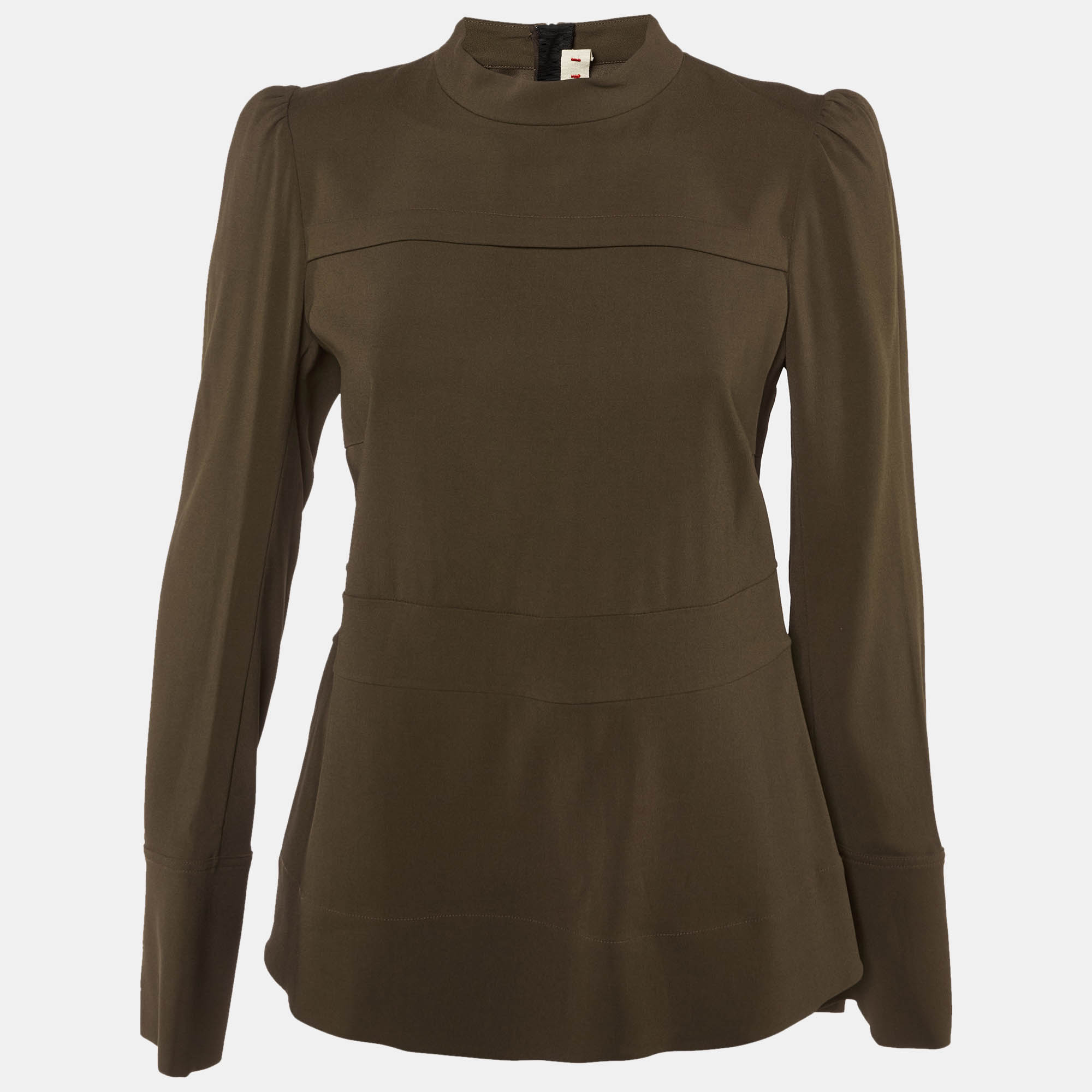 Pre Owned Marni Brown Crepe Zip UP Top S