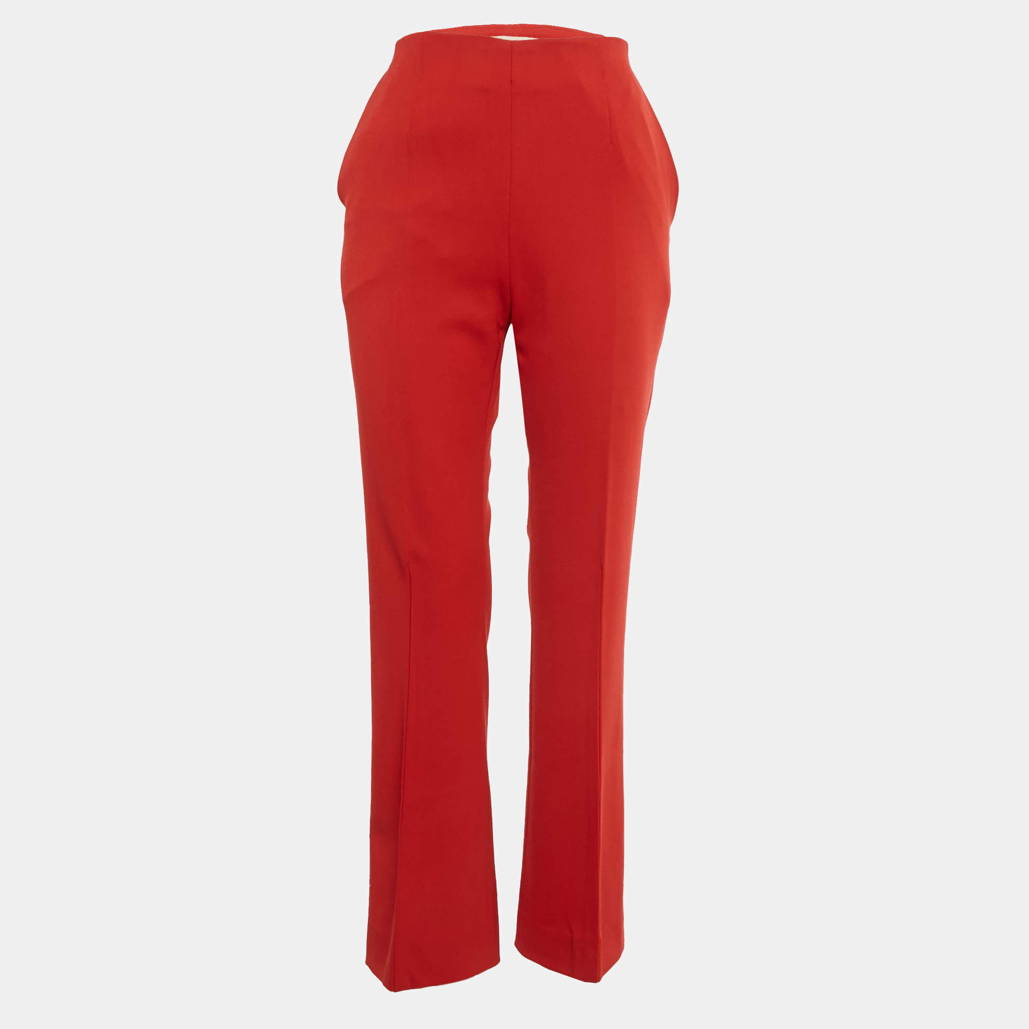 Pre Owned Marni Red Gabardine Flared Trousers S