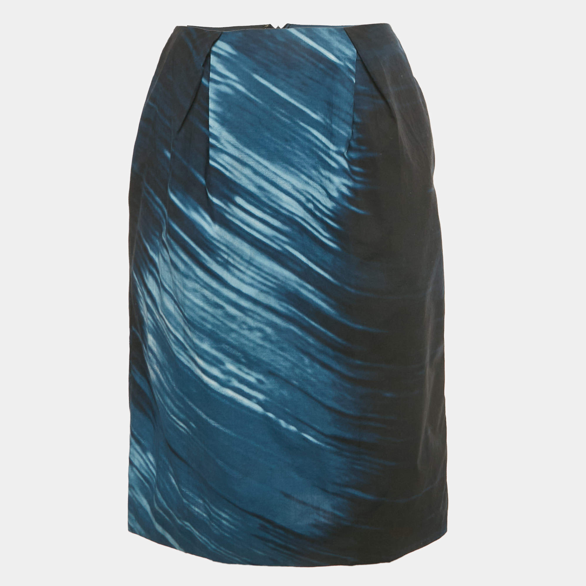 مملوكة مسبقًا Marni Black/Blue Printed Cotton Pencil Skirt S