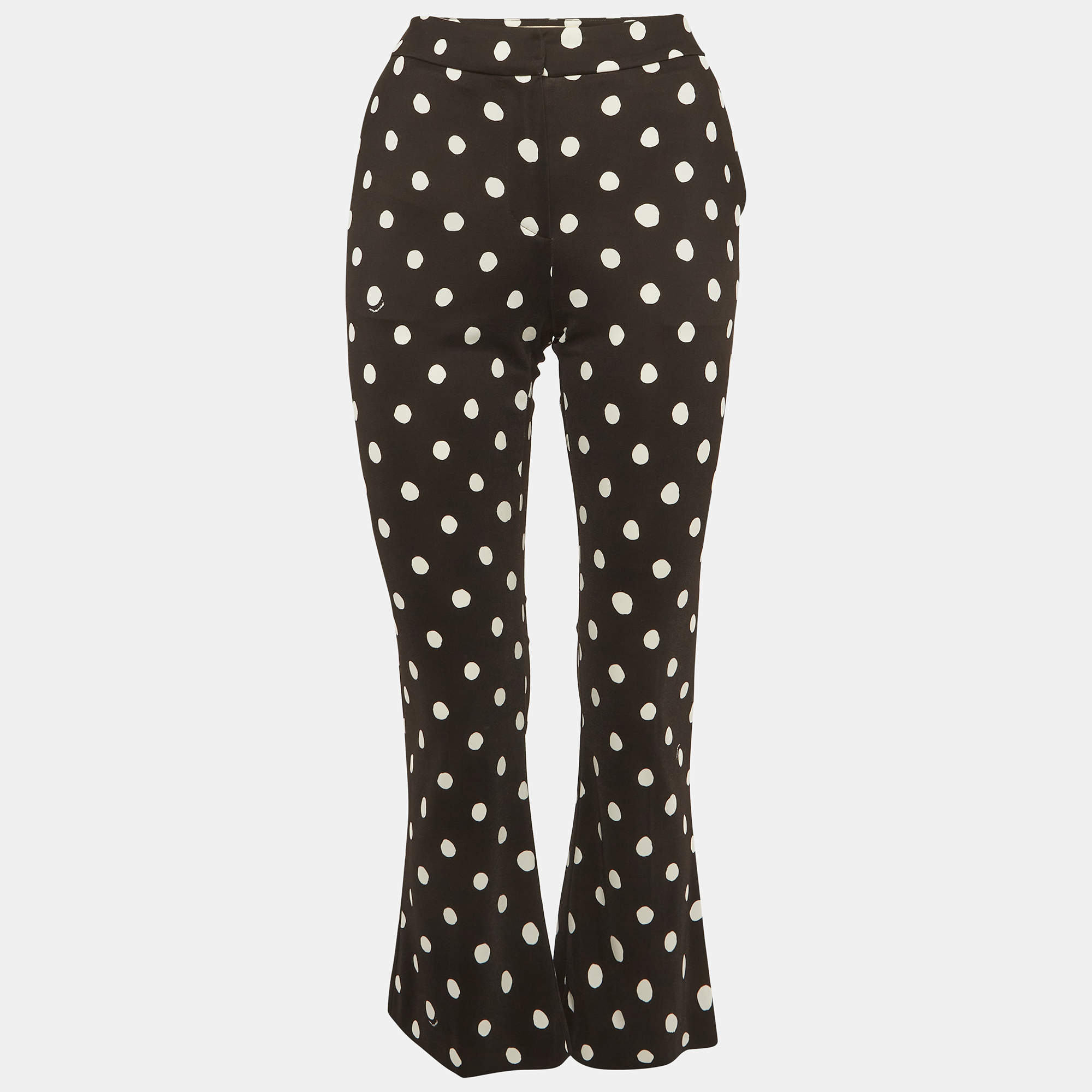 Pre Owned Marni Black/White Polka Dots Stretch Crepe Regular Fit Trousers S