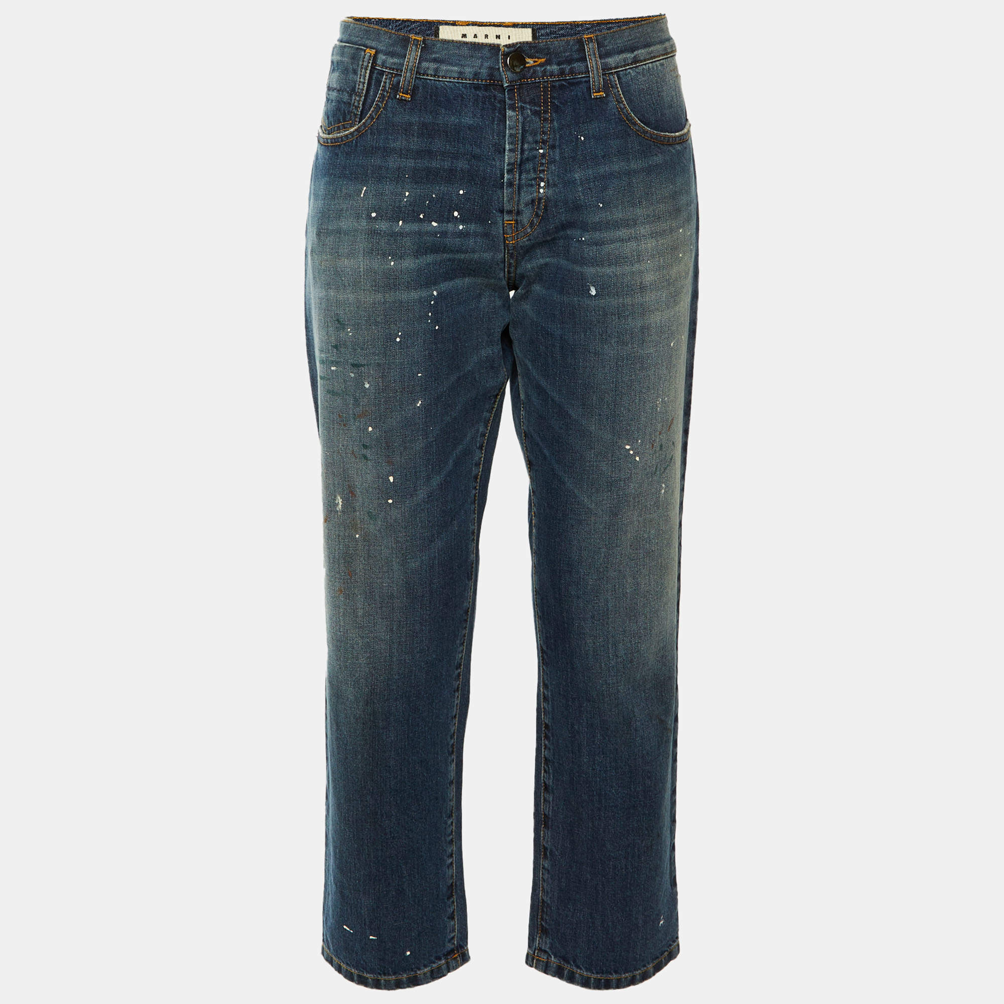 مملوكة مسبقًا Marni Navy Blue Denim Low Waist Jeans S/M Waist 34"