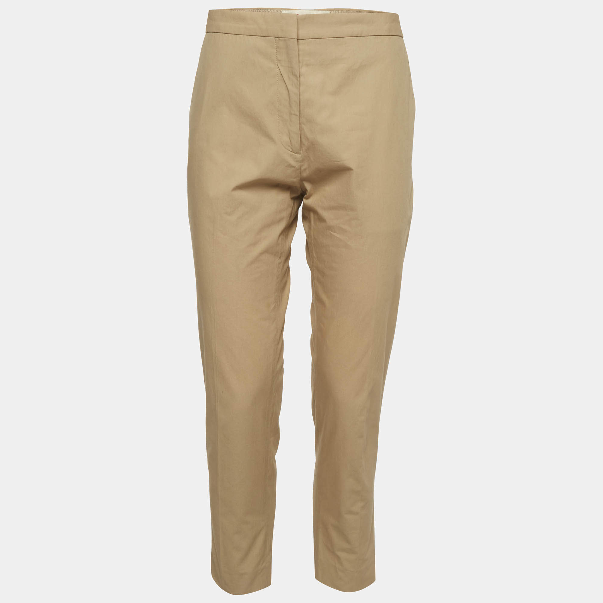 Pre Owned Marni Camel Brown Cotton Skinny Trousers M