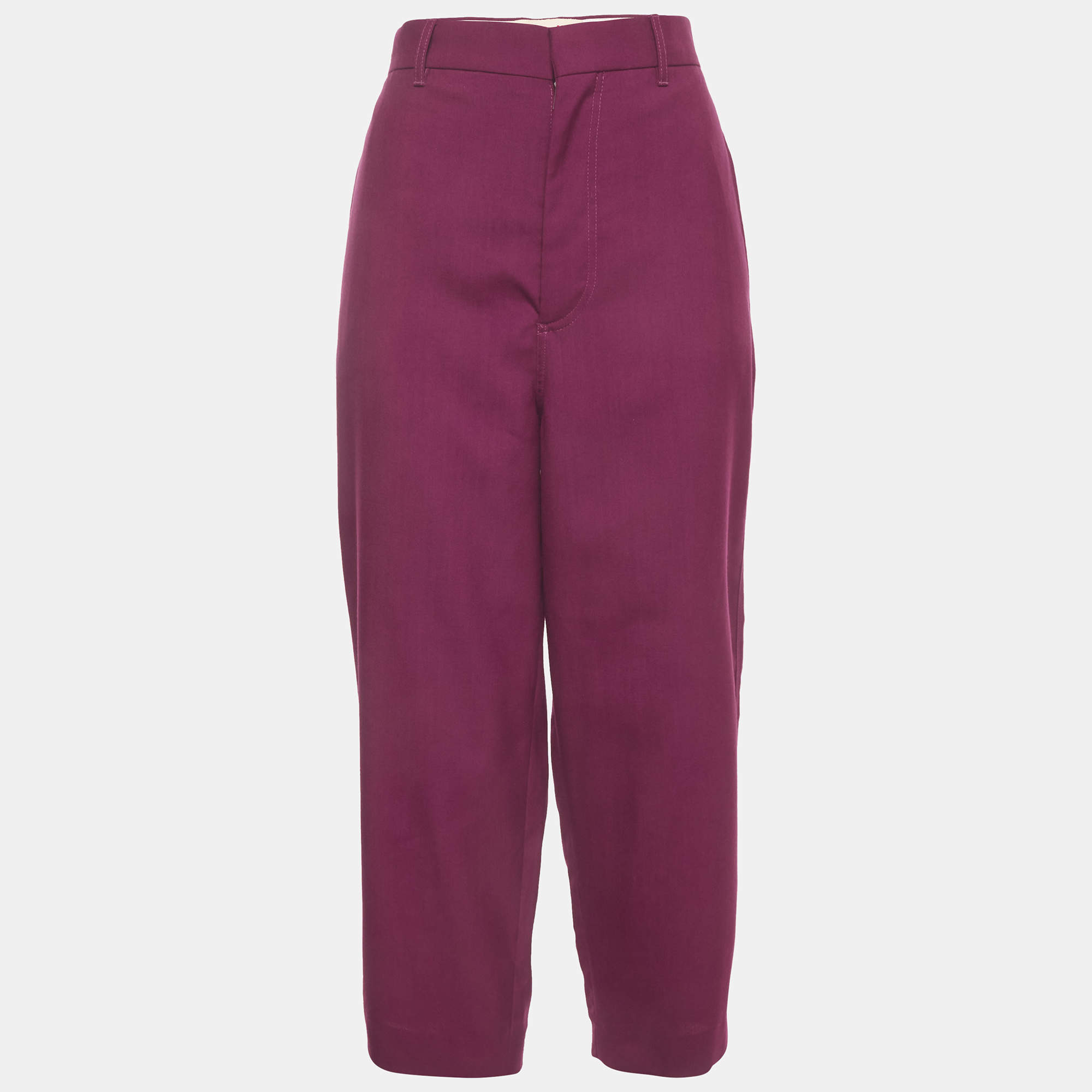 Pre Owned Marni Purple Virgin Wool Regular Fit Pants M 
