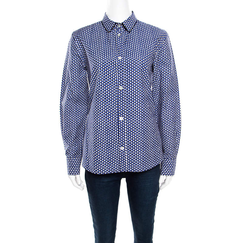 Pre Owned Marni Multicolor 3D Cube Printed Cotton Long Sleeve Shirt M