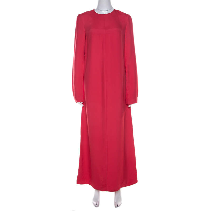 Pre Owned Marni Hot Pink Paneled Button Detail Long Sleeve Maxi Dress S