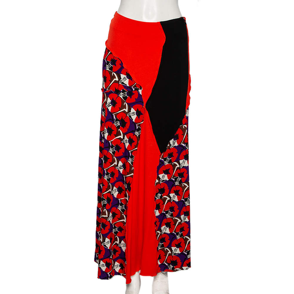 Marni Multicolored Patchwork Print Jersey Maxi Skirt S