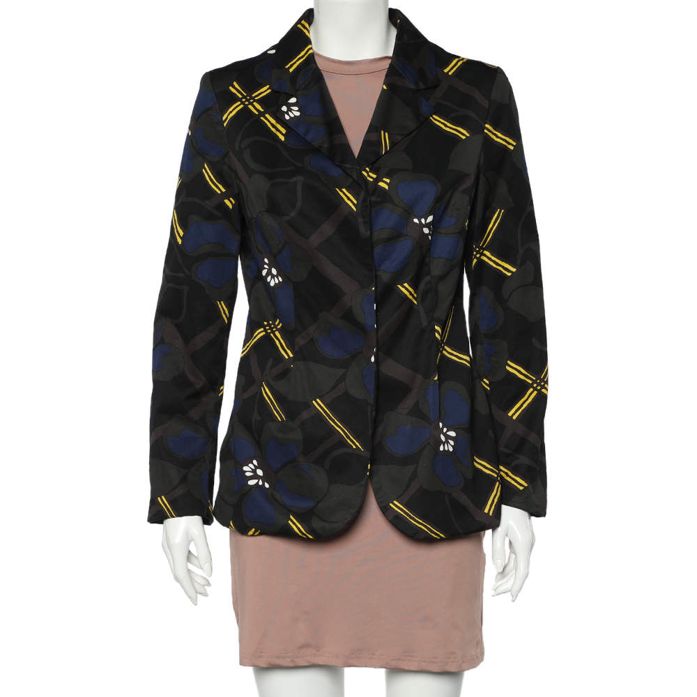 Marni Multicolor Printed Cotton Button Front Blazer M