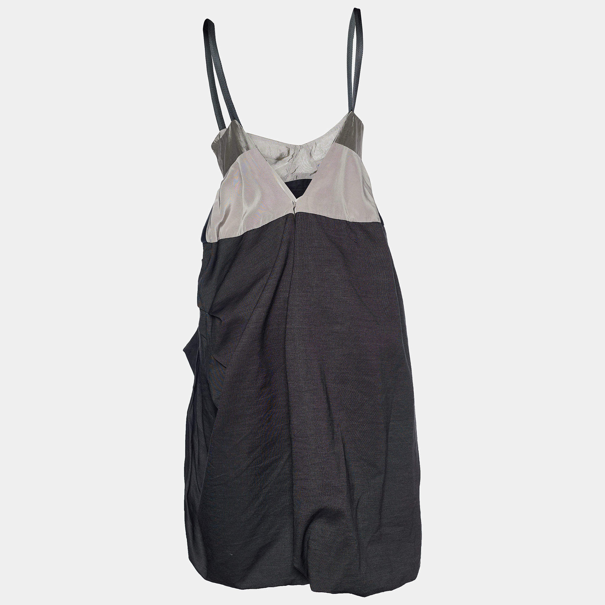 Pre Owned Marni Grey Cotton Asymmetric Draped Balloon Dress M