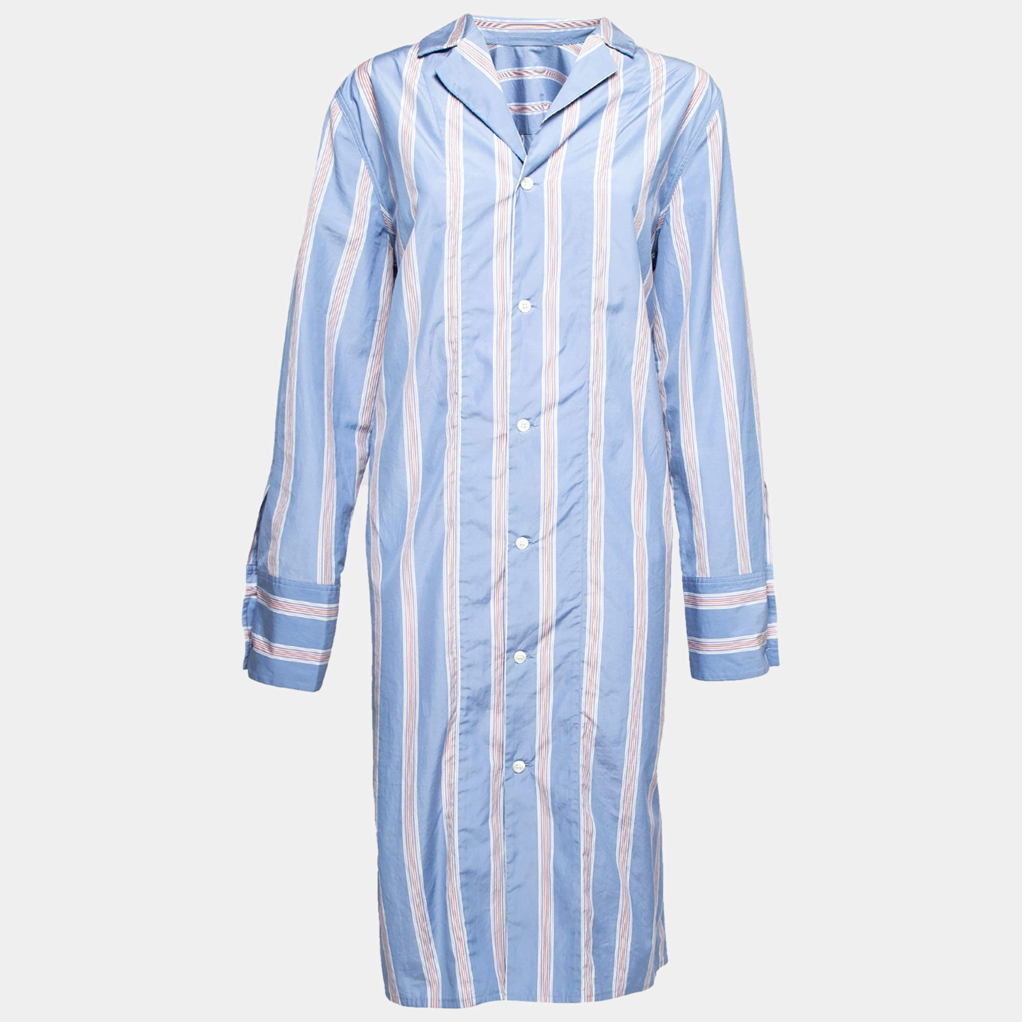 【送料&関税込】Marni Light Blue Cotton Mini Dress Blue cotton poplin striped shirt dress | Marni