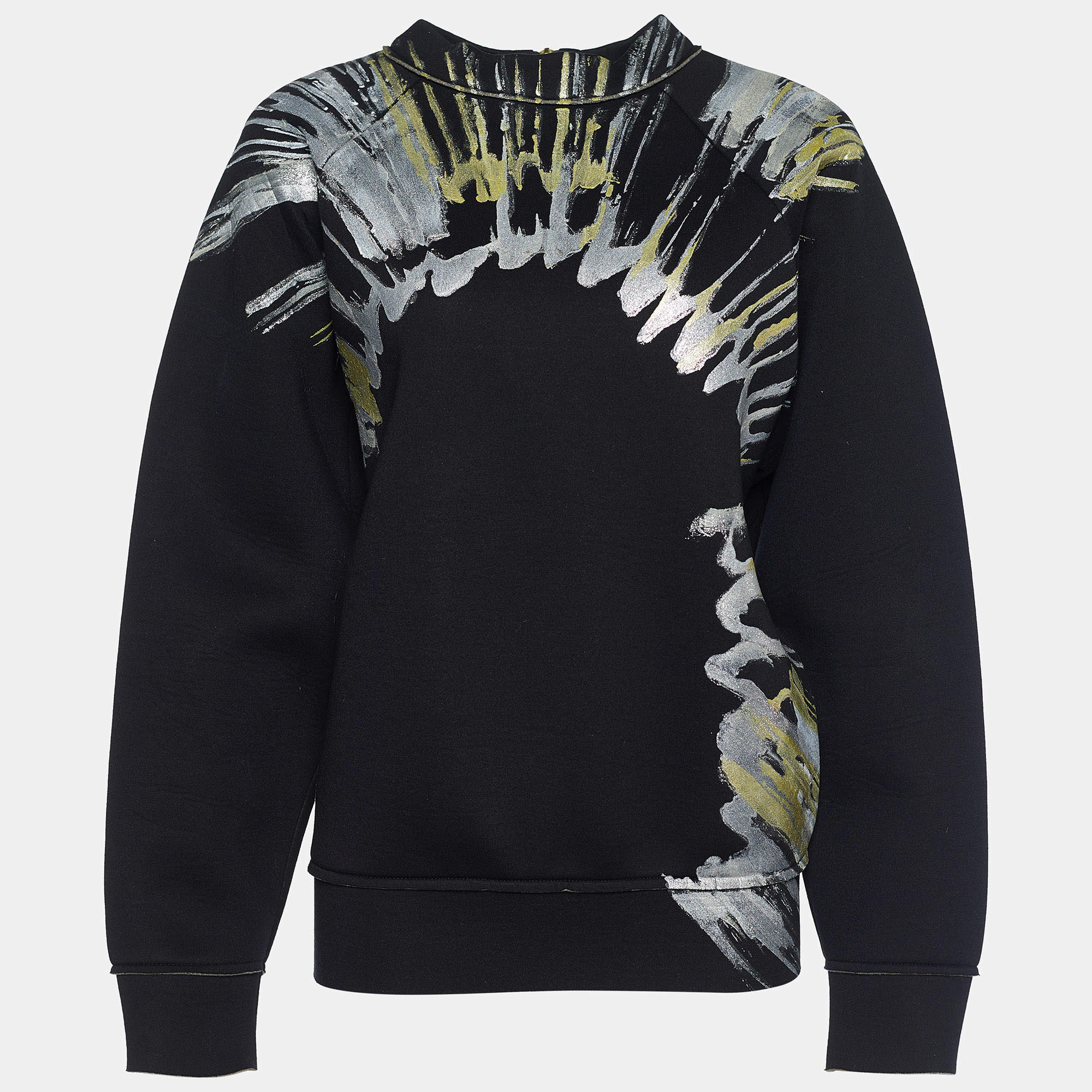 Pre Owned Marni Black Neoprene Foil Print Oversized Sweatshirt S