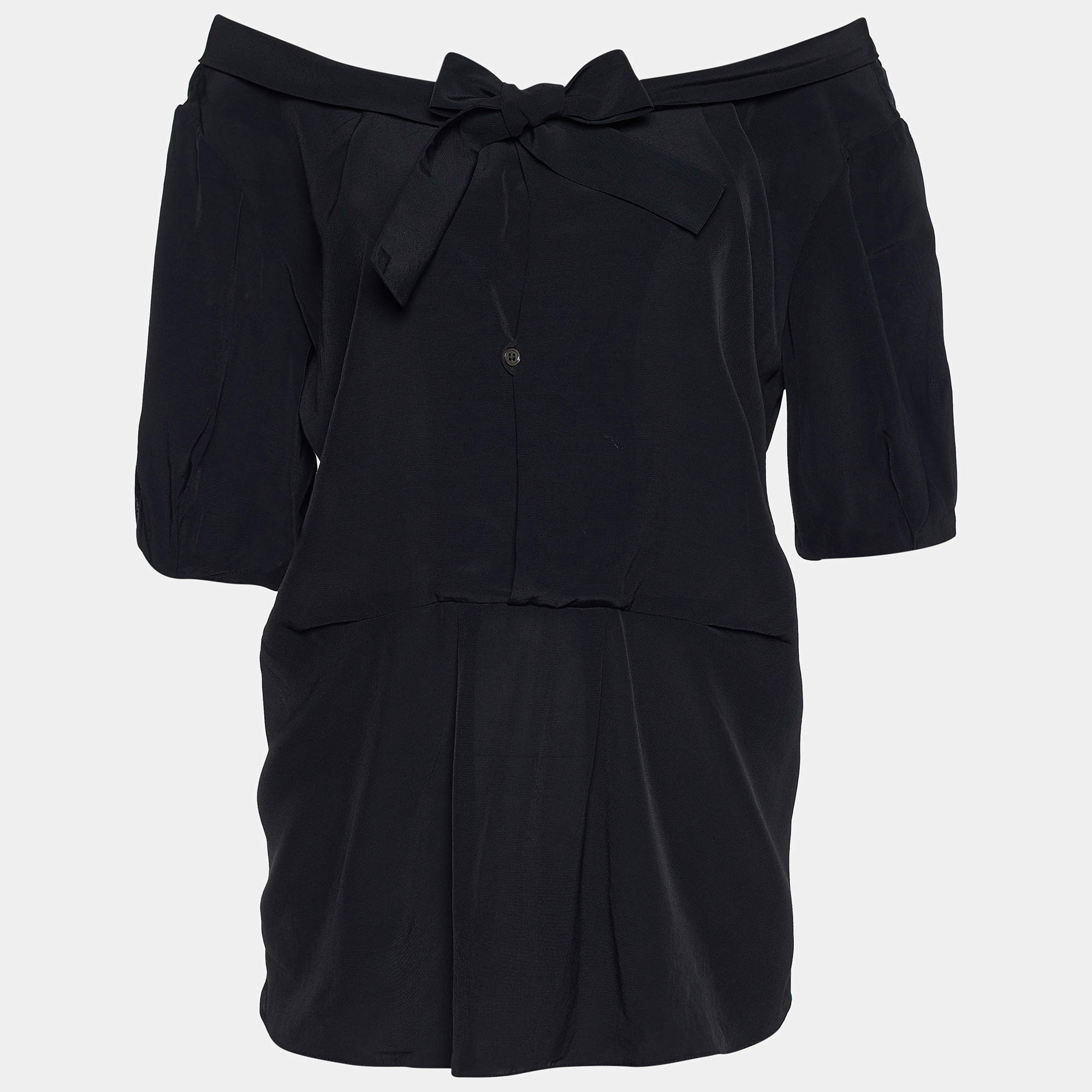 Pre Owned Marni Black Rayon Button Front Top M