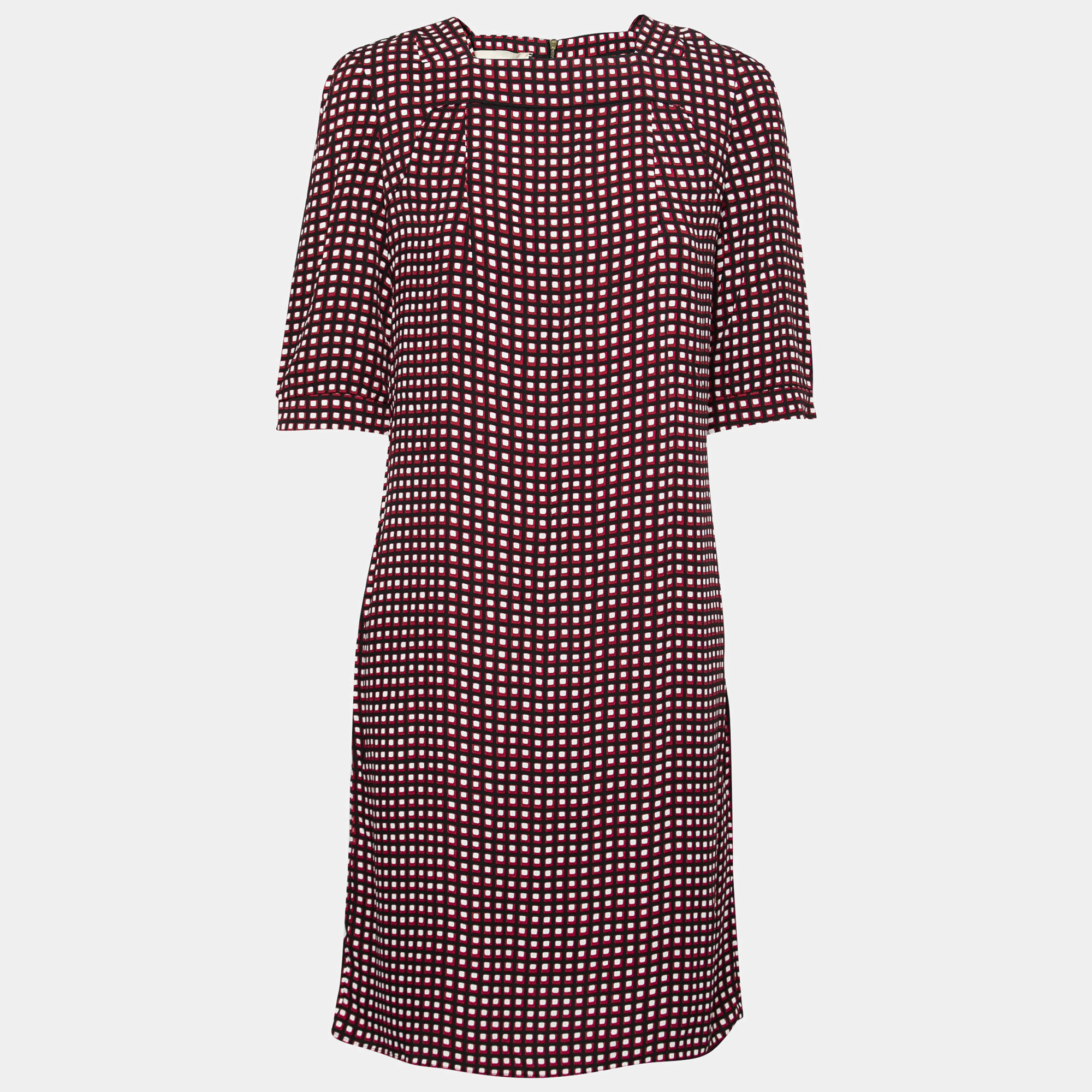 Marni Multicolor Geometric Print Crepe Shift Dress M    