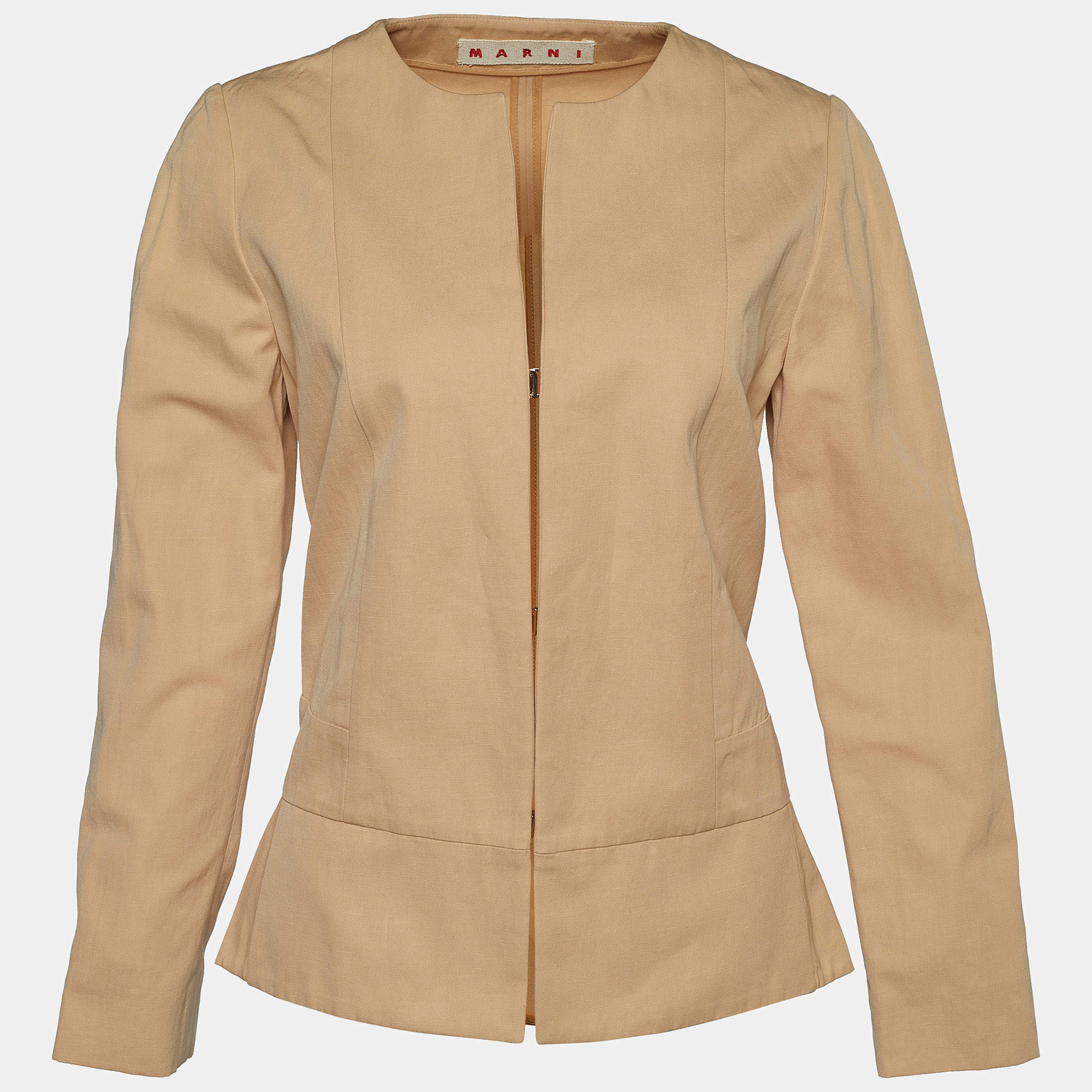 Marni Beige Cotton & Linen Peplum Jacket M