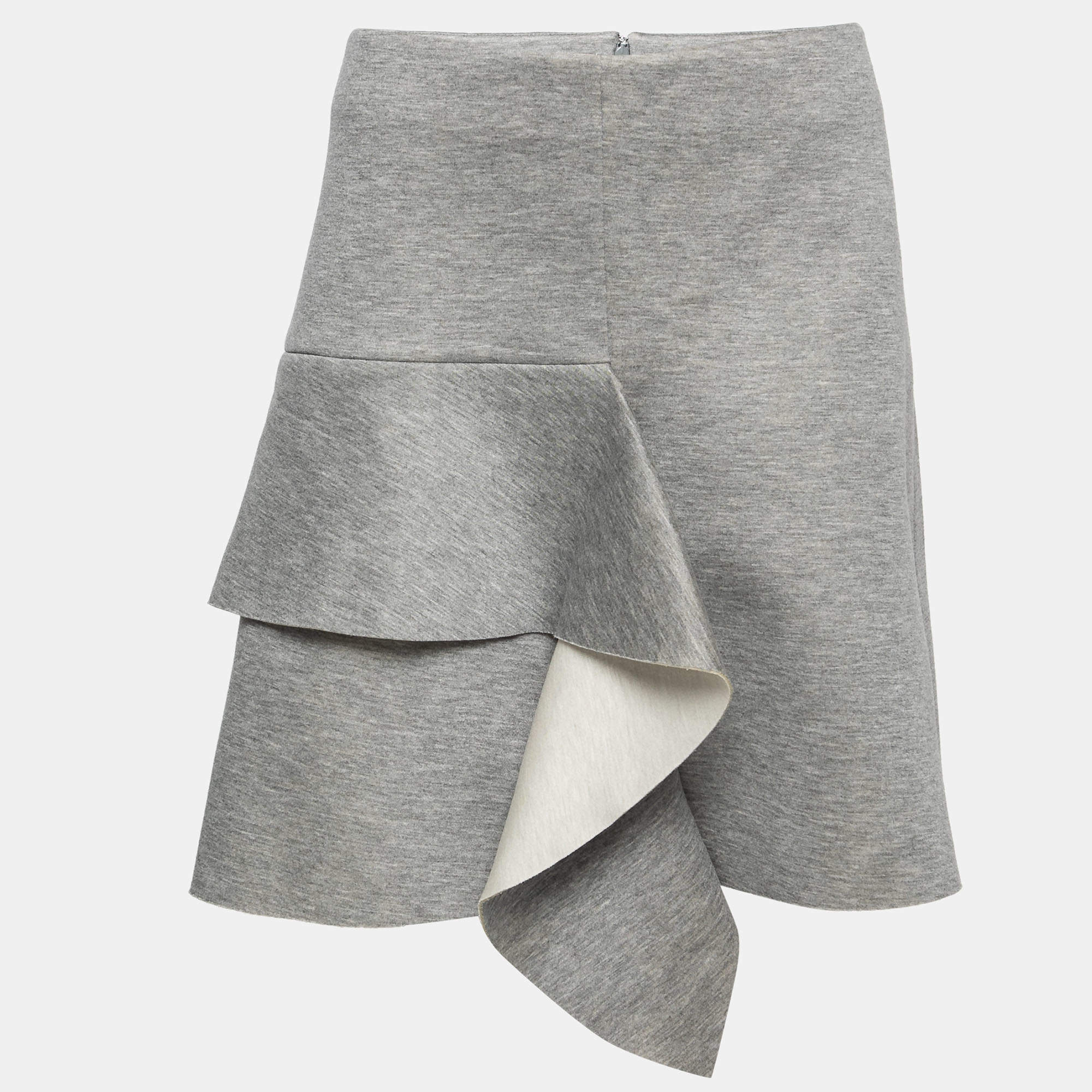 Pre Owned Marni Grey Neoprene Asymmetrical Mini Skirt M