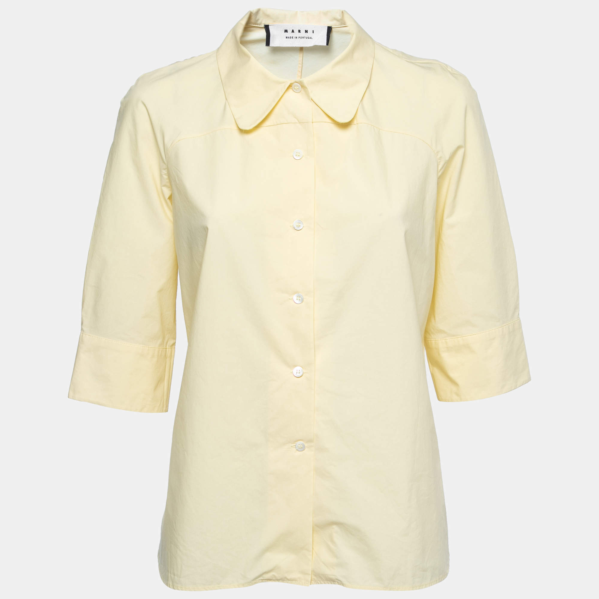 Pre Owned Marni Yellow Cotton Half-Sleeve Shirt M