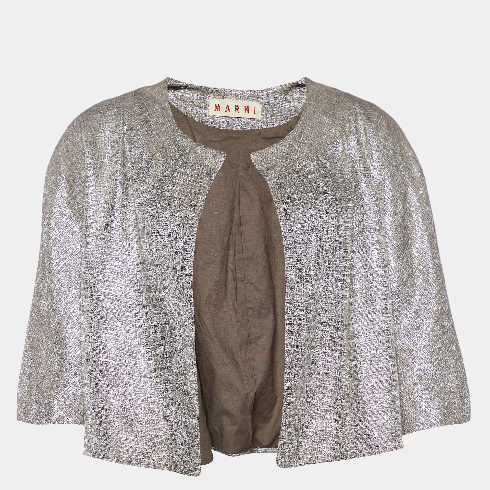 Marni SIlver Lurex Cropped Shrug M