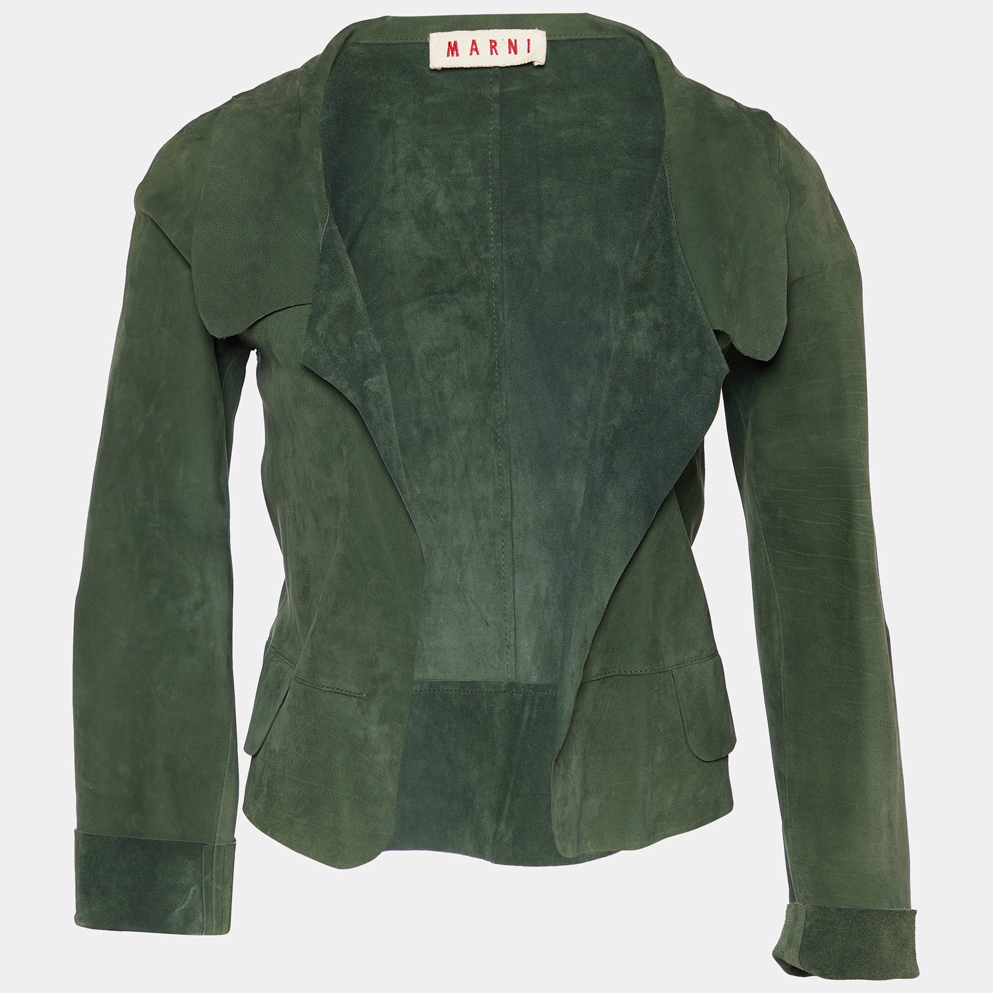 Marni Green Suede Open Front Shrug S