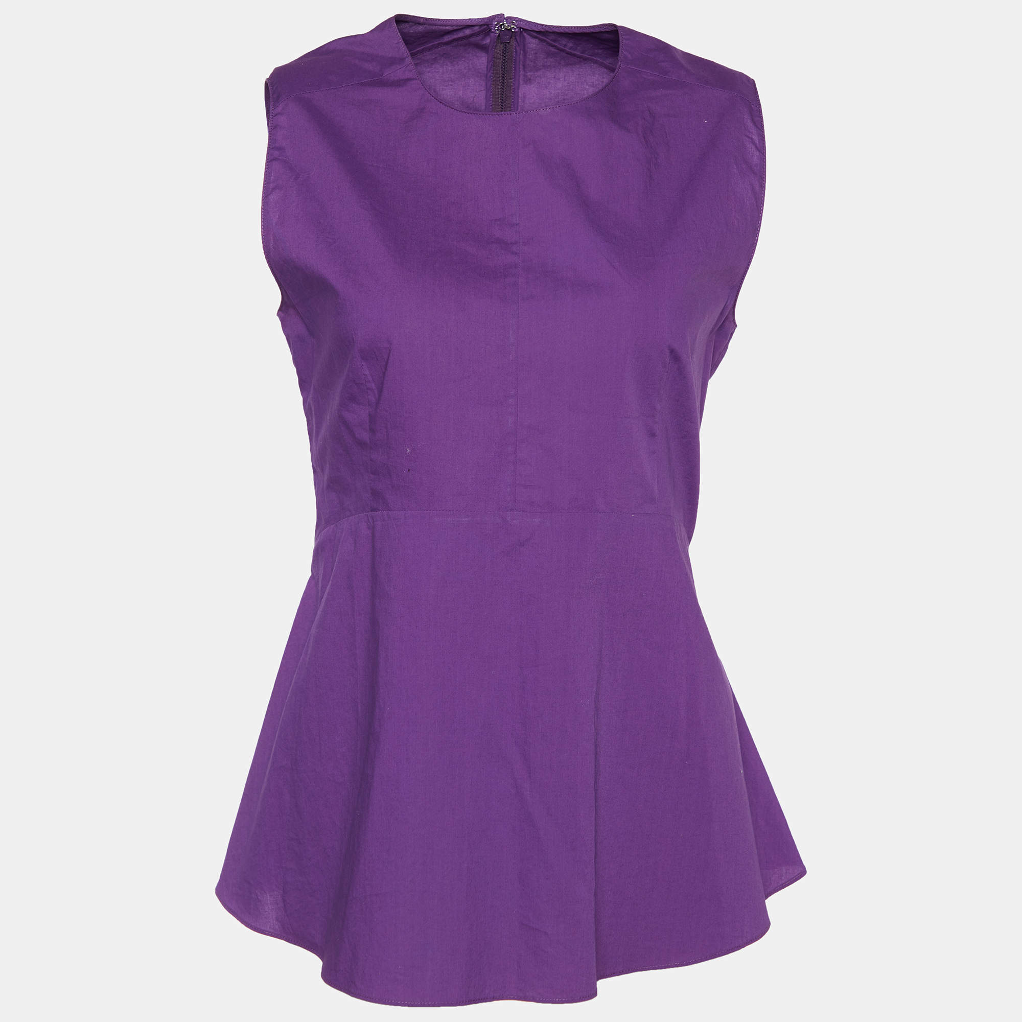 Pre Owned Marni Purple Cotton Sleeveless Peplum Top M