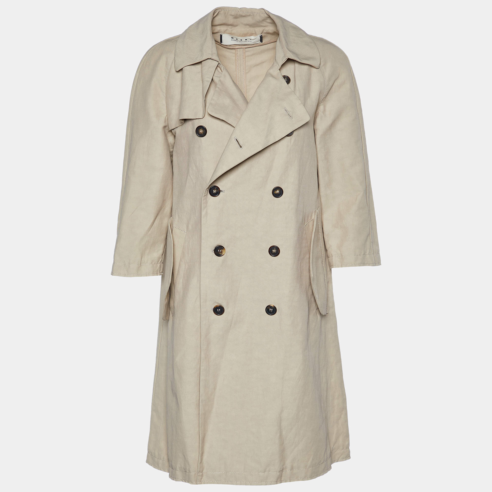 Marni Brown Cotton & Linen Trench Coat S