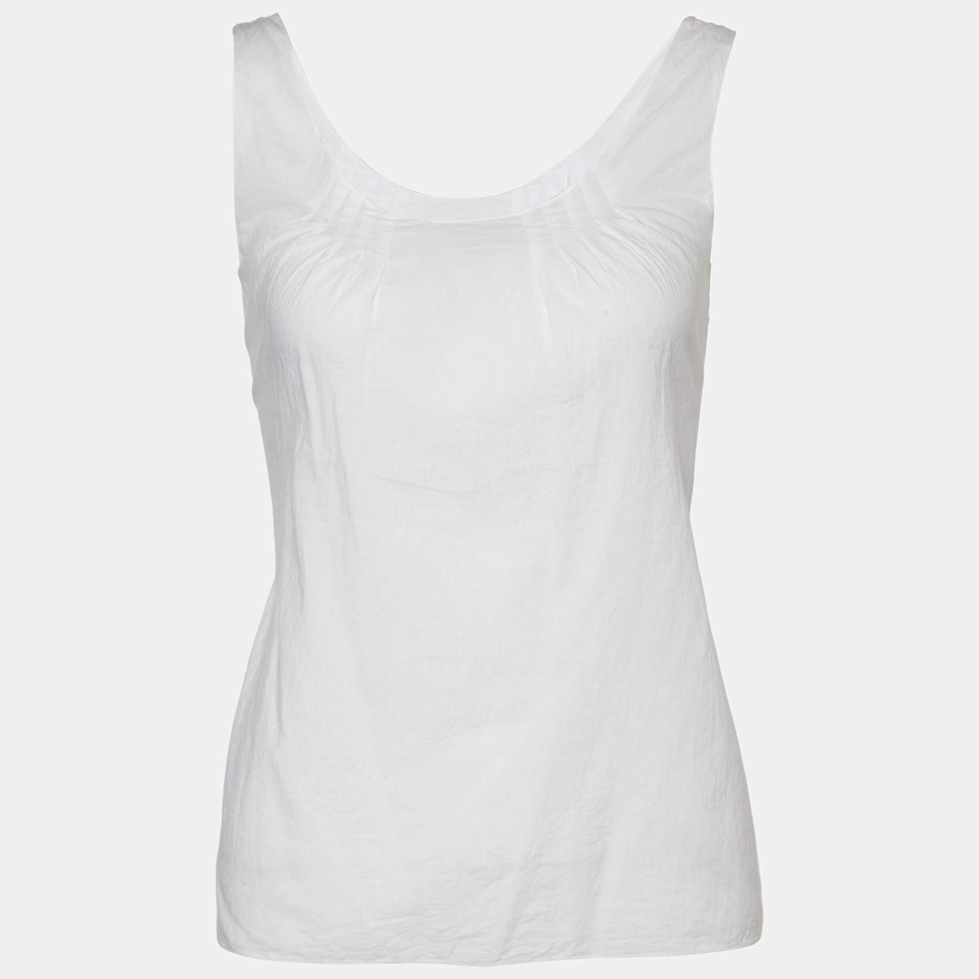Pre Owned Marni White Cotton Sleeveless Top M