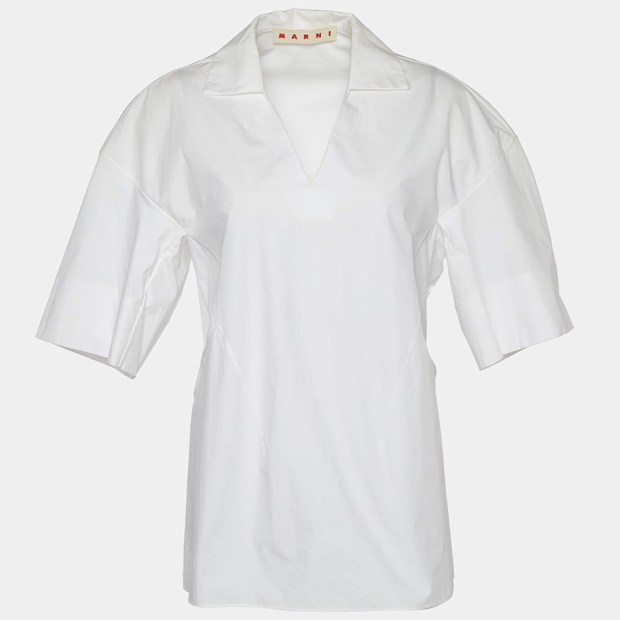 Pre Owned Marni White Cotton Collared Top M