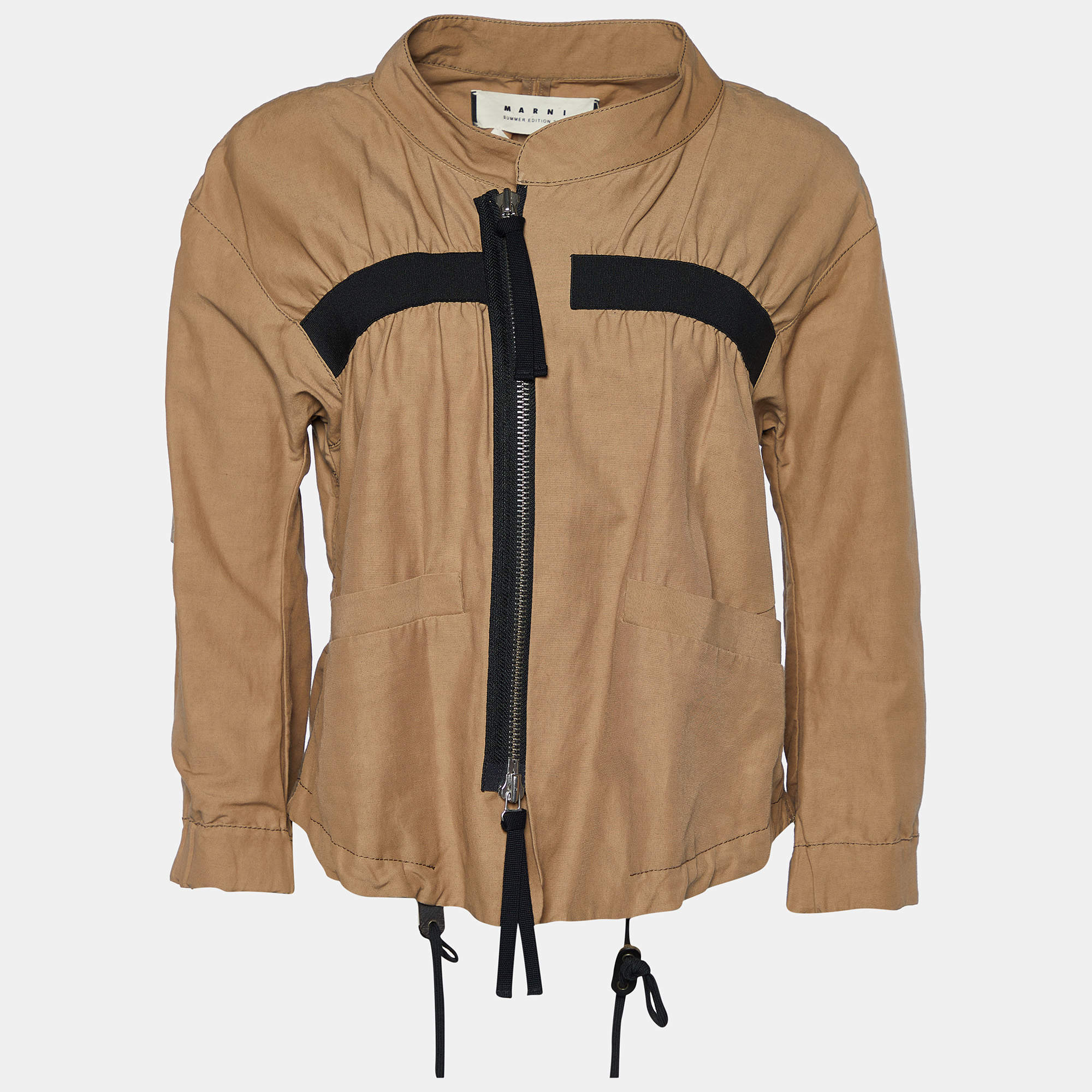 Marni Brown Cotton Zip Front Jacket S