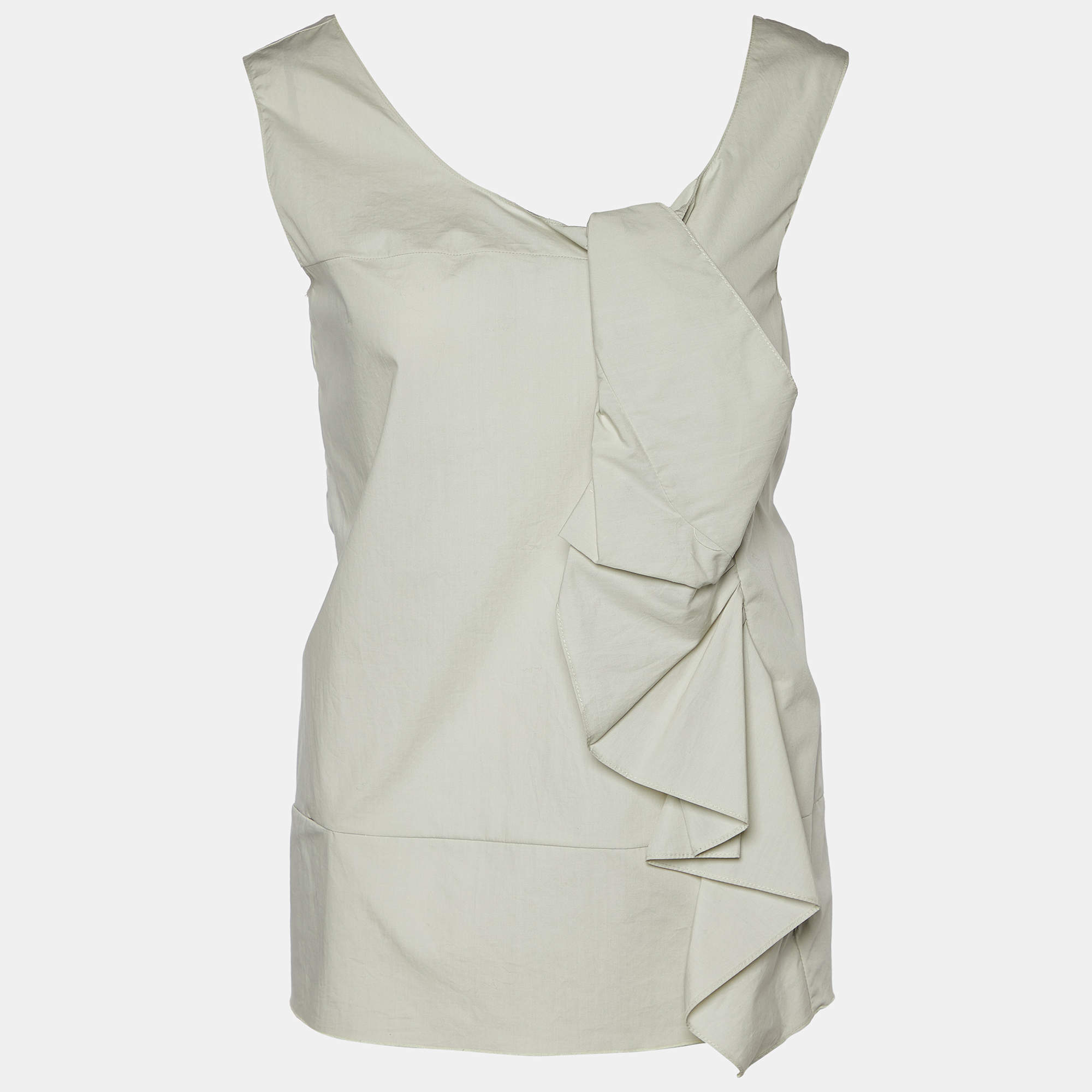 Pre Owned Marni Grey Cotton Knot Detail Sleeveless Top S