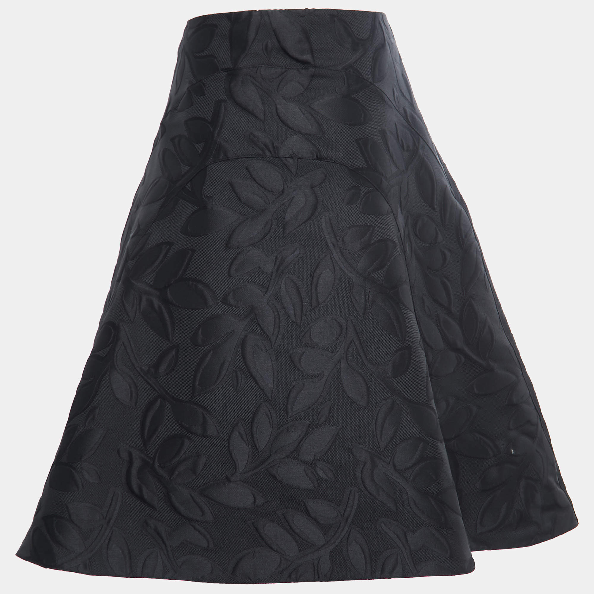 Pre Owned Marni Black Floral Jacquard Midi Skirt M