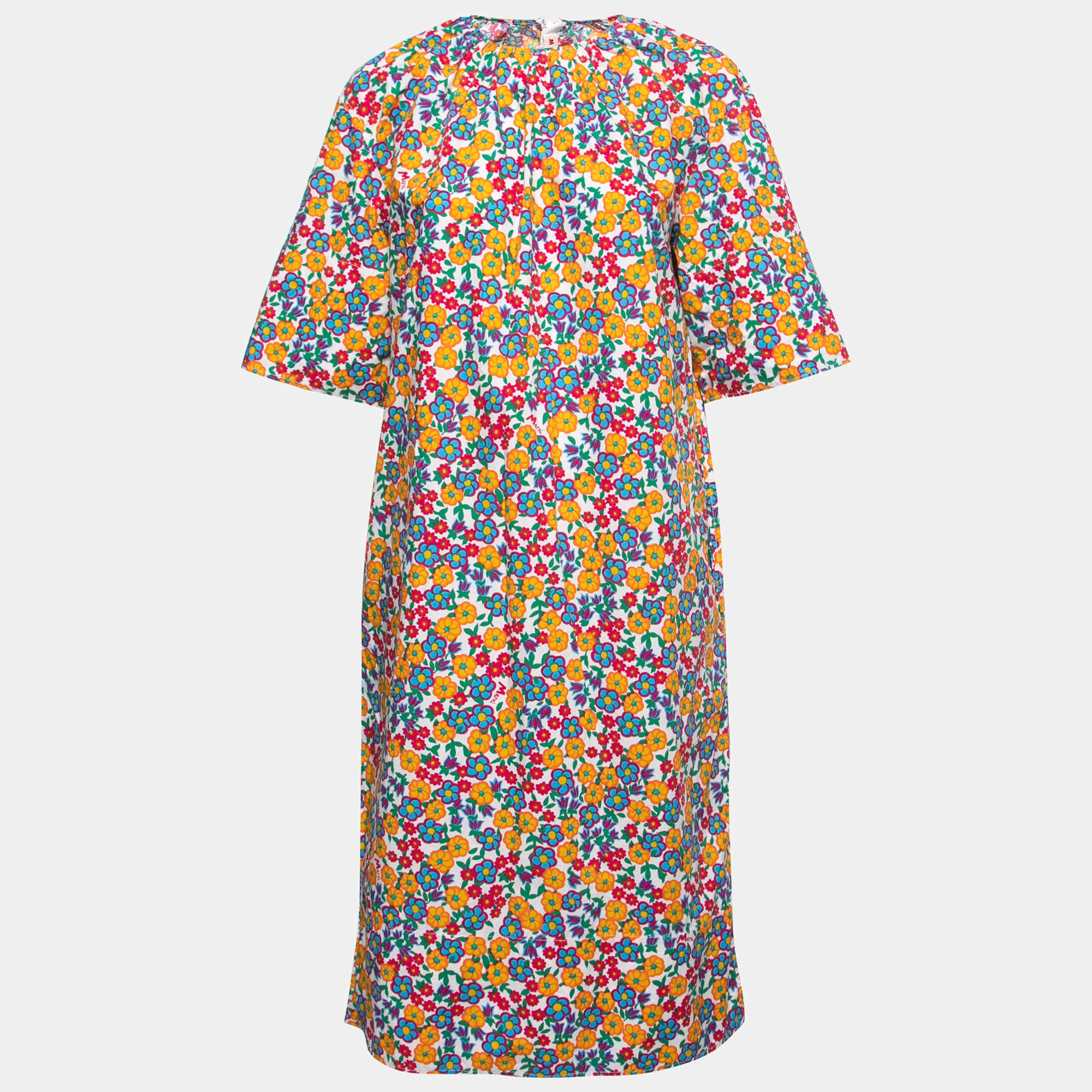 Pre Owned Marni Multicolor Floral Printed Cotton Dress M